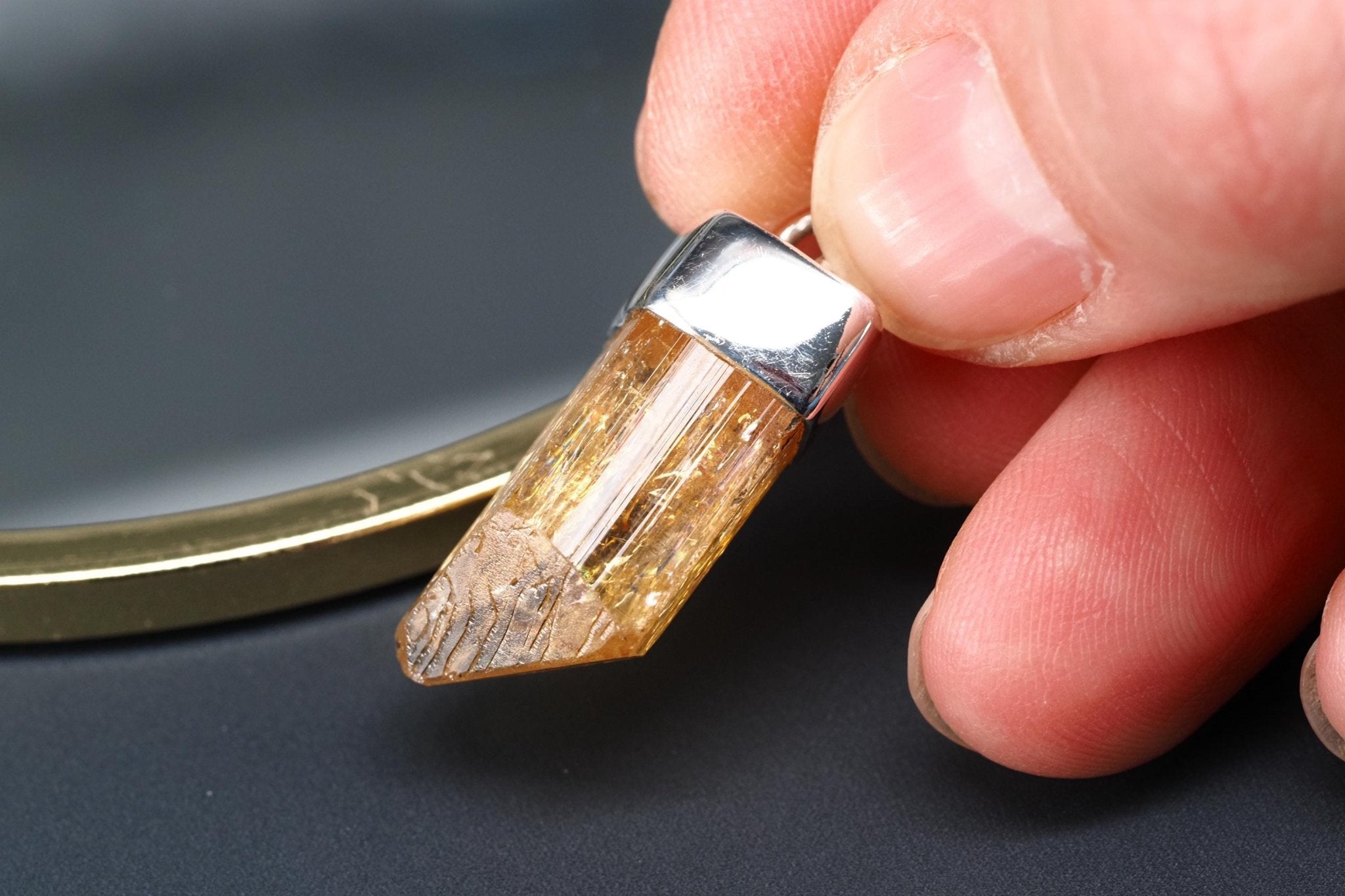 Gold Topas Anhänger Silber Brasilien 31,2mm Länge