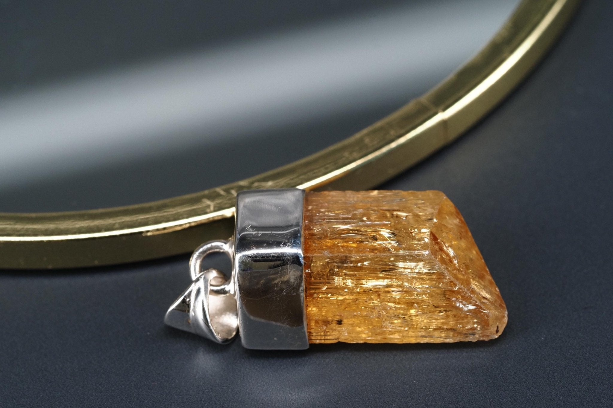 Gold Topas Anhänger Silber Brasilien 31,2mm Länge