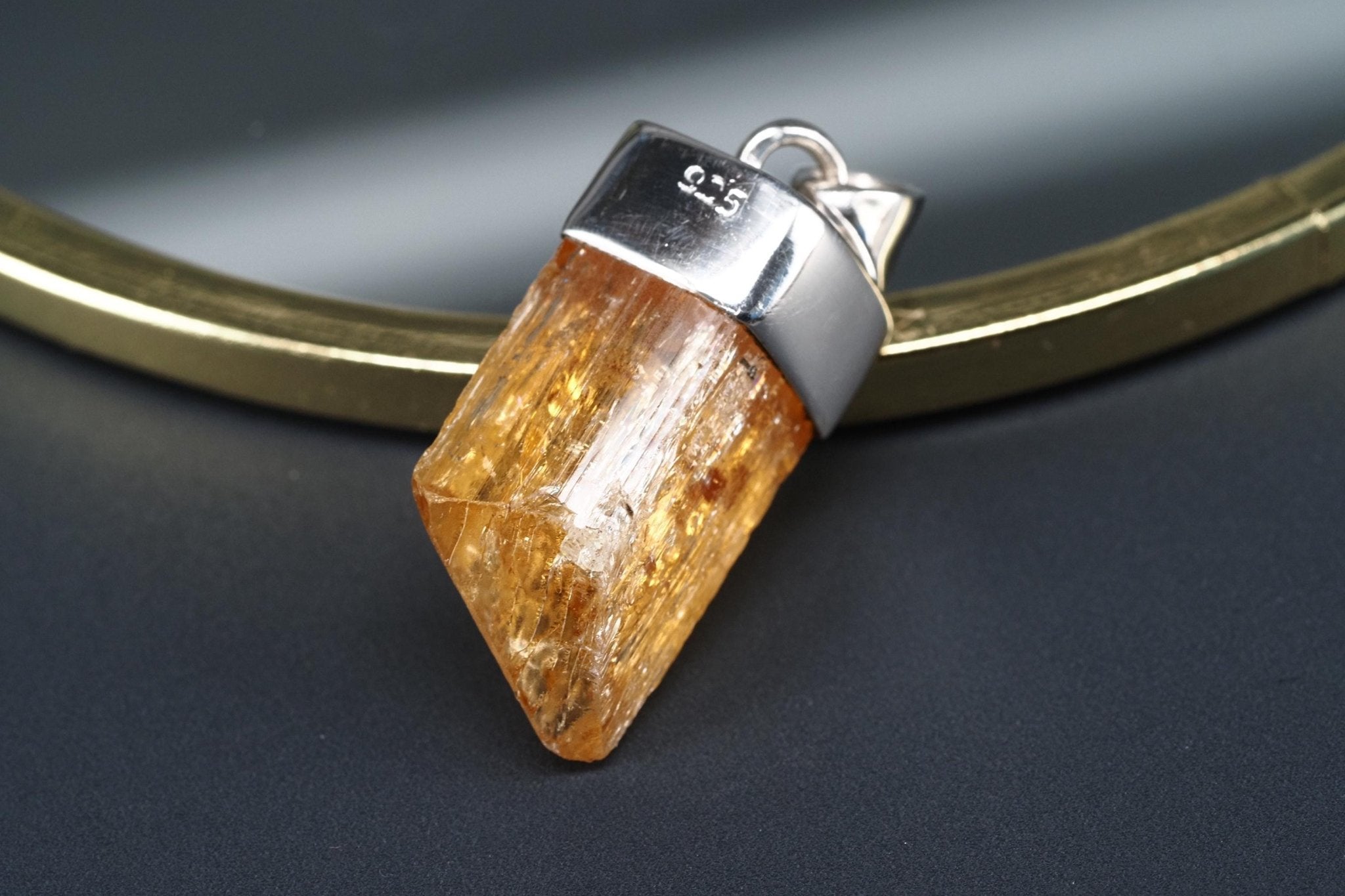 Gold Topas Anhänger Silber Brasilien 31,2mm Länge