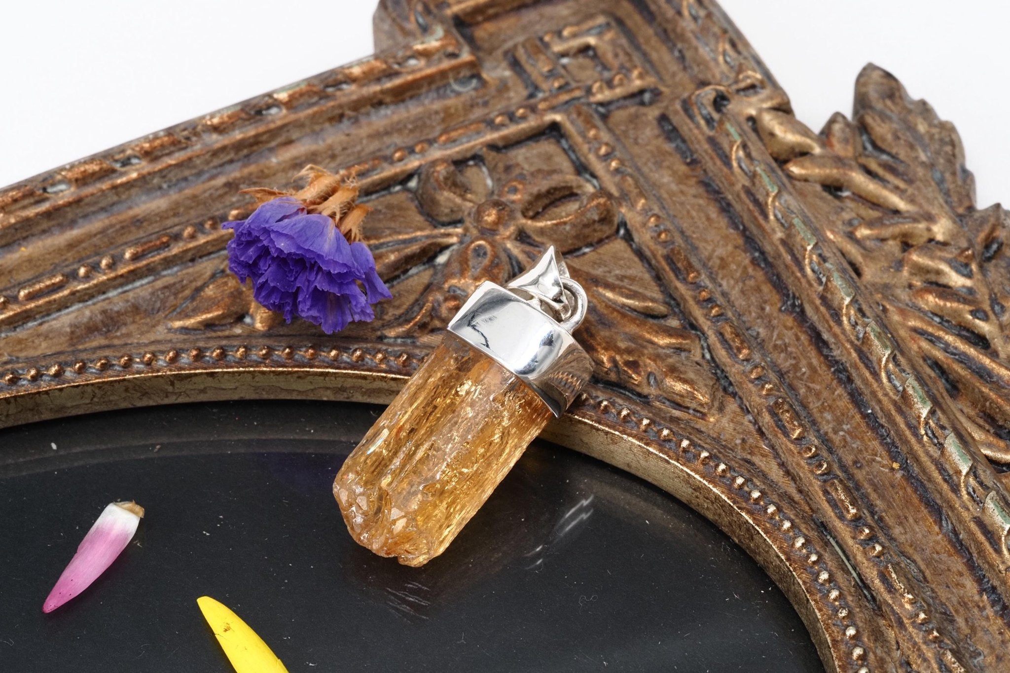 Gold Topas Anhänger Silber Brasilien 31mm Länge