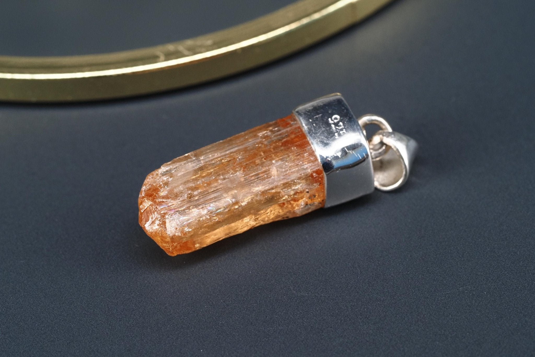 Gold Topas Anhänger Silber Brasilien 32,8mm Länge