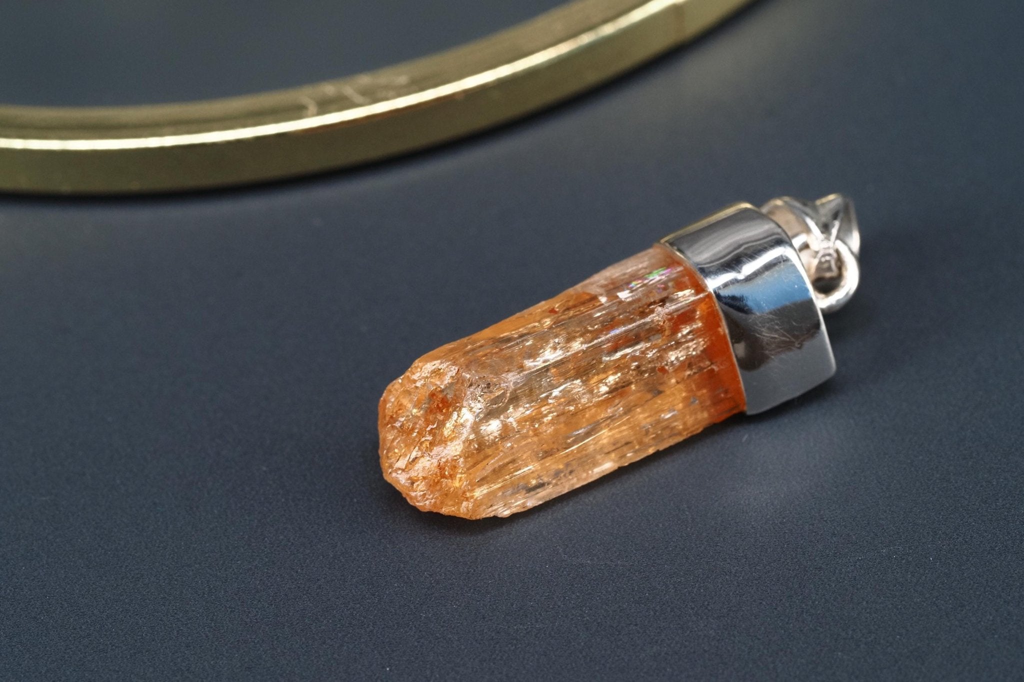 Gold Topas Anhänger Silber Brasilien 32,8mm Länge