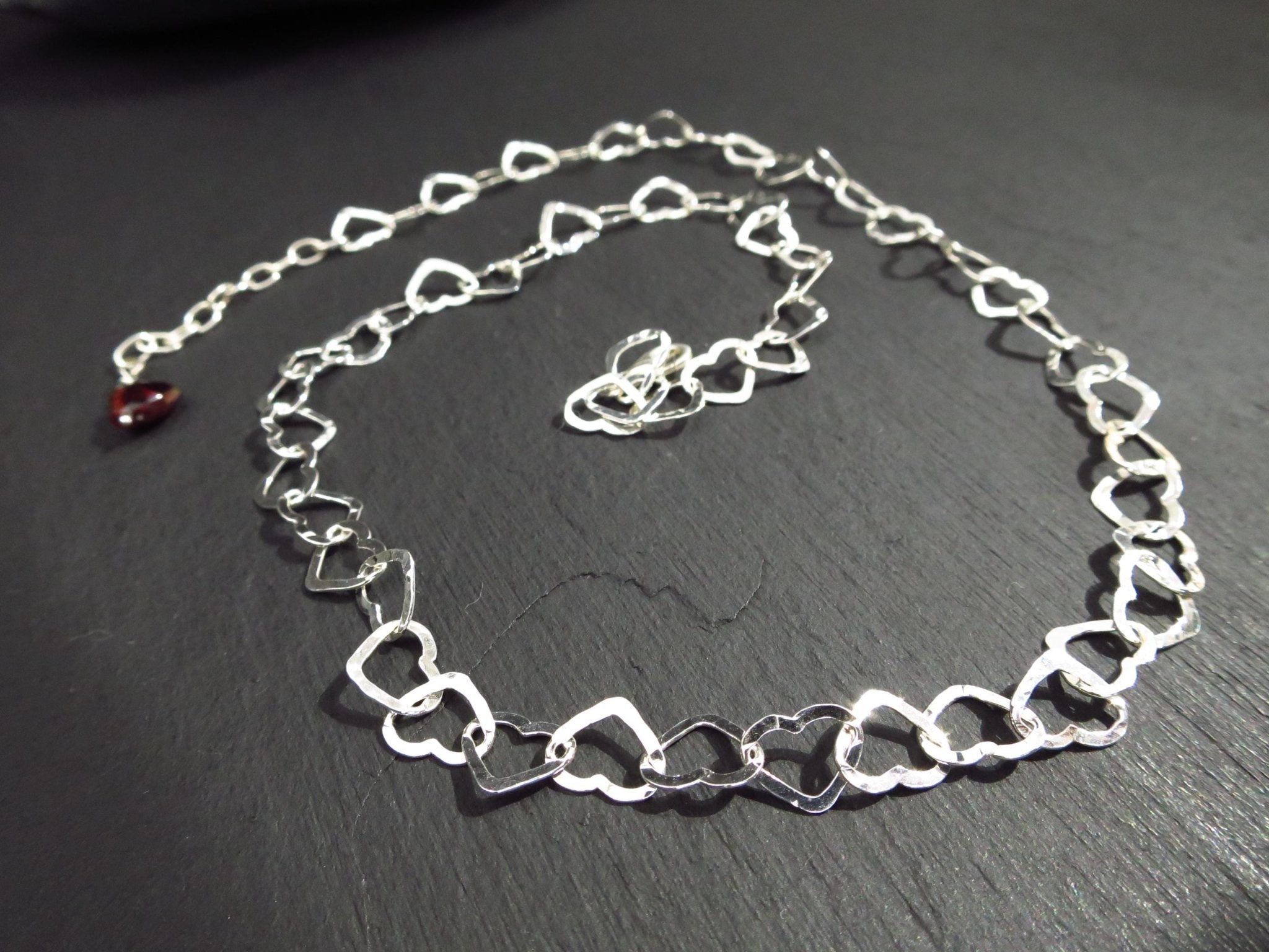 Granat Herz Kette Argentium Silber Edelstein Collier
