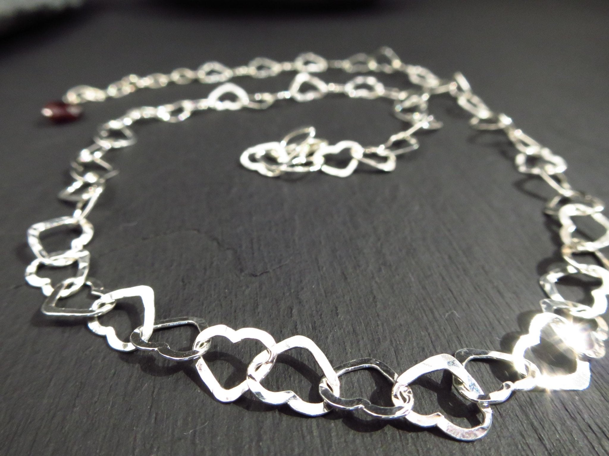 Granat Herz Kette Argentium Silber Edelstein Collier