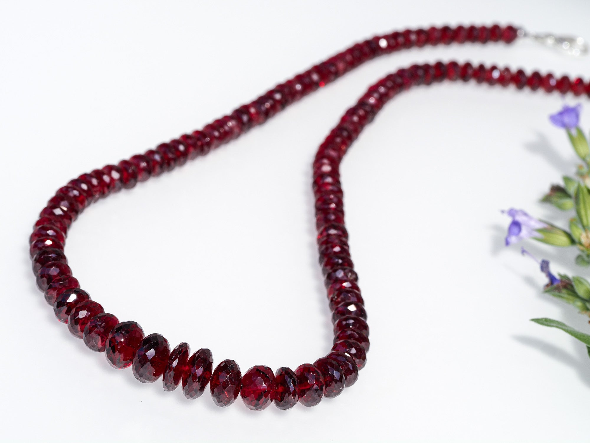 Granat Kette Mosambik 925 Silber – tiefrot & selten
