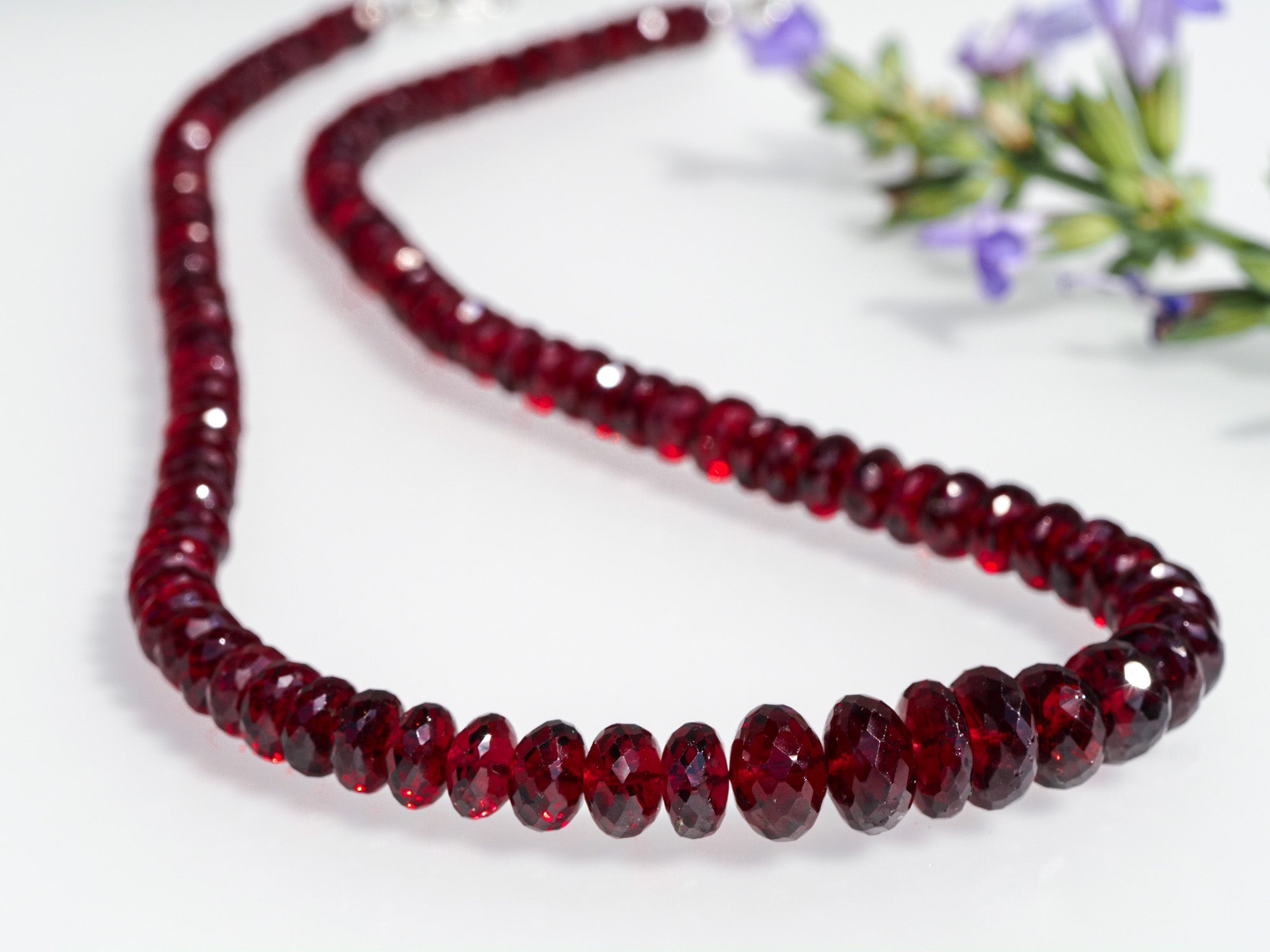 Granat Kette Mosambik 925 Silber – tiefrot & selten