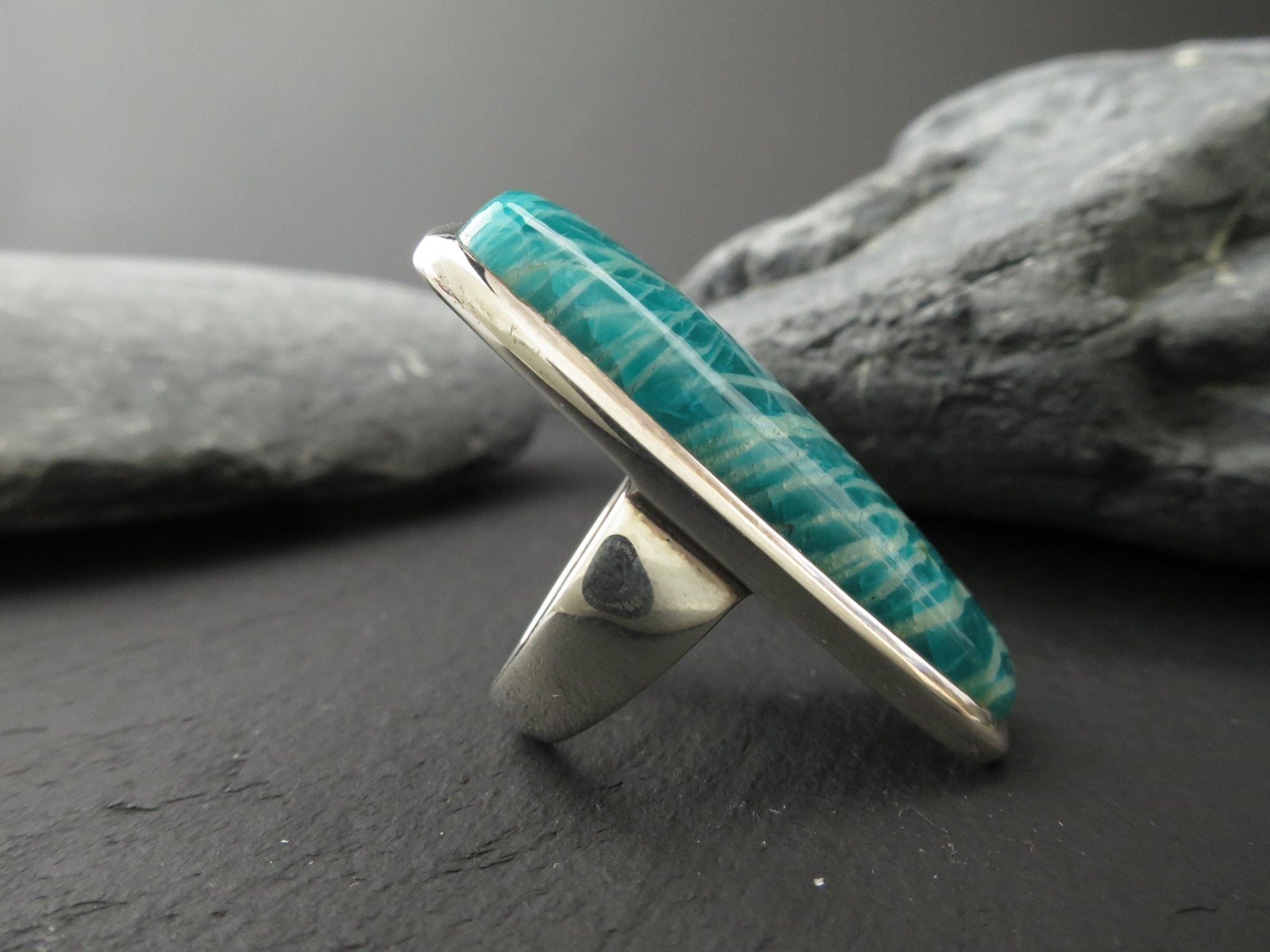 Grüner Amazonit Ring 925 Sterling Silber Edelsteinring