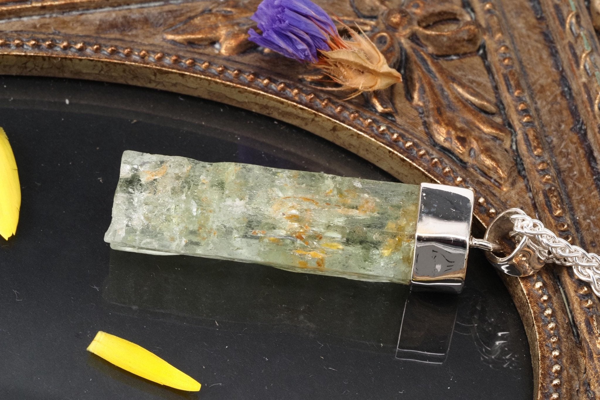 Heliodor Anhänger gelb Silber Brasilien 50mm Länge