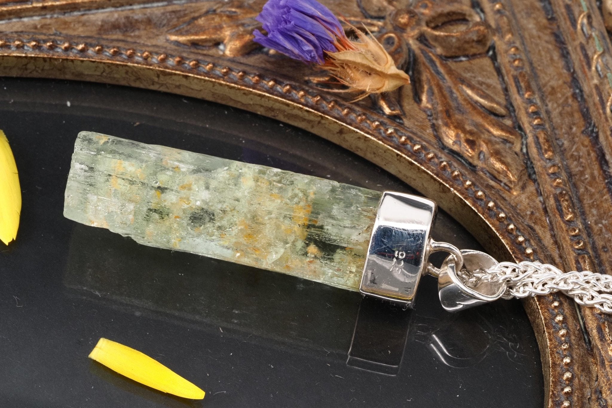 Heliodor Anhänger gelb Silber Brasilien 50mm Länge