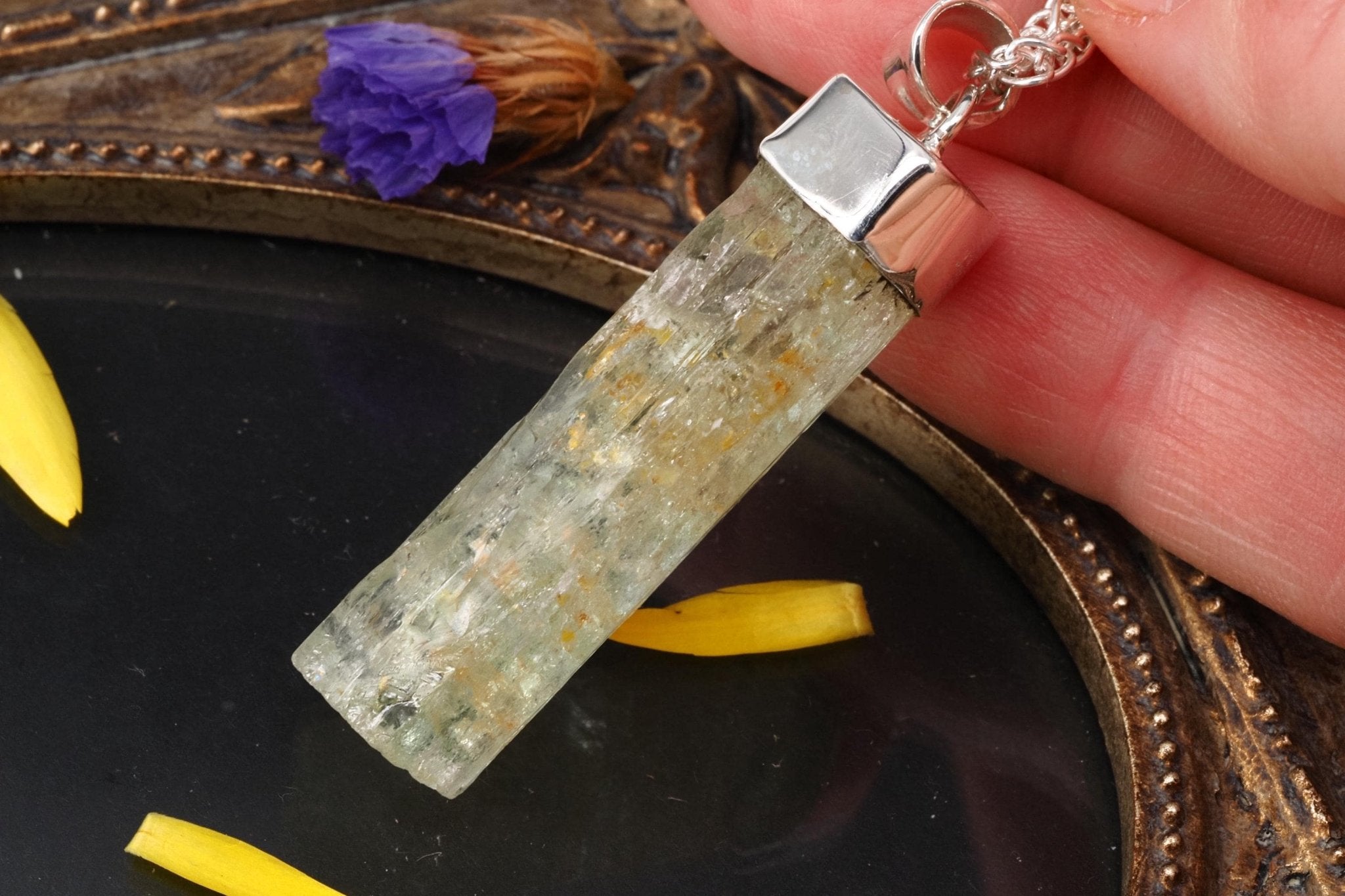 Heliodor Anhänger gelb Silber Brasilien 50mm Länge