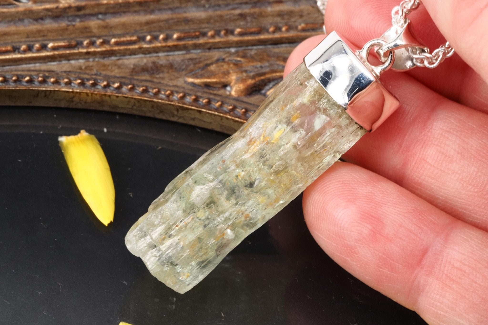 Heliodor Anhänger gelb Silber Brasilien 50mm Länge