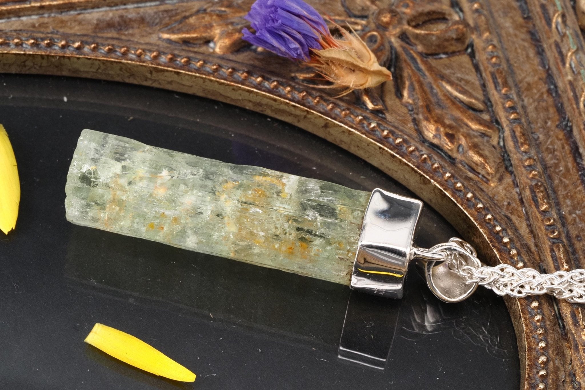 Heliodor Anhänger gelb Silber Brasilien 50mm Länge