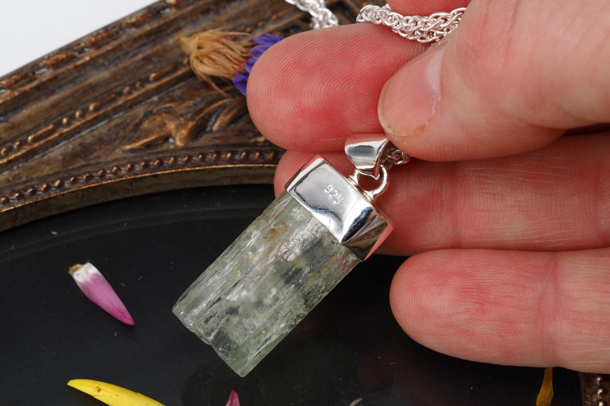 Heliodor Anhänger Silber Brasilien 36mm Länge mit Öse