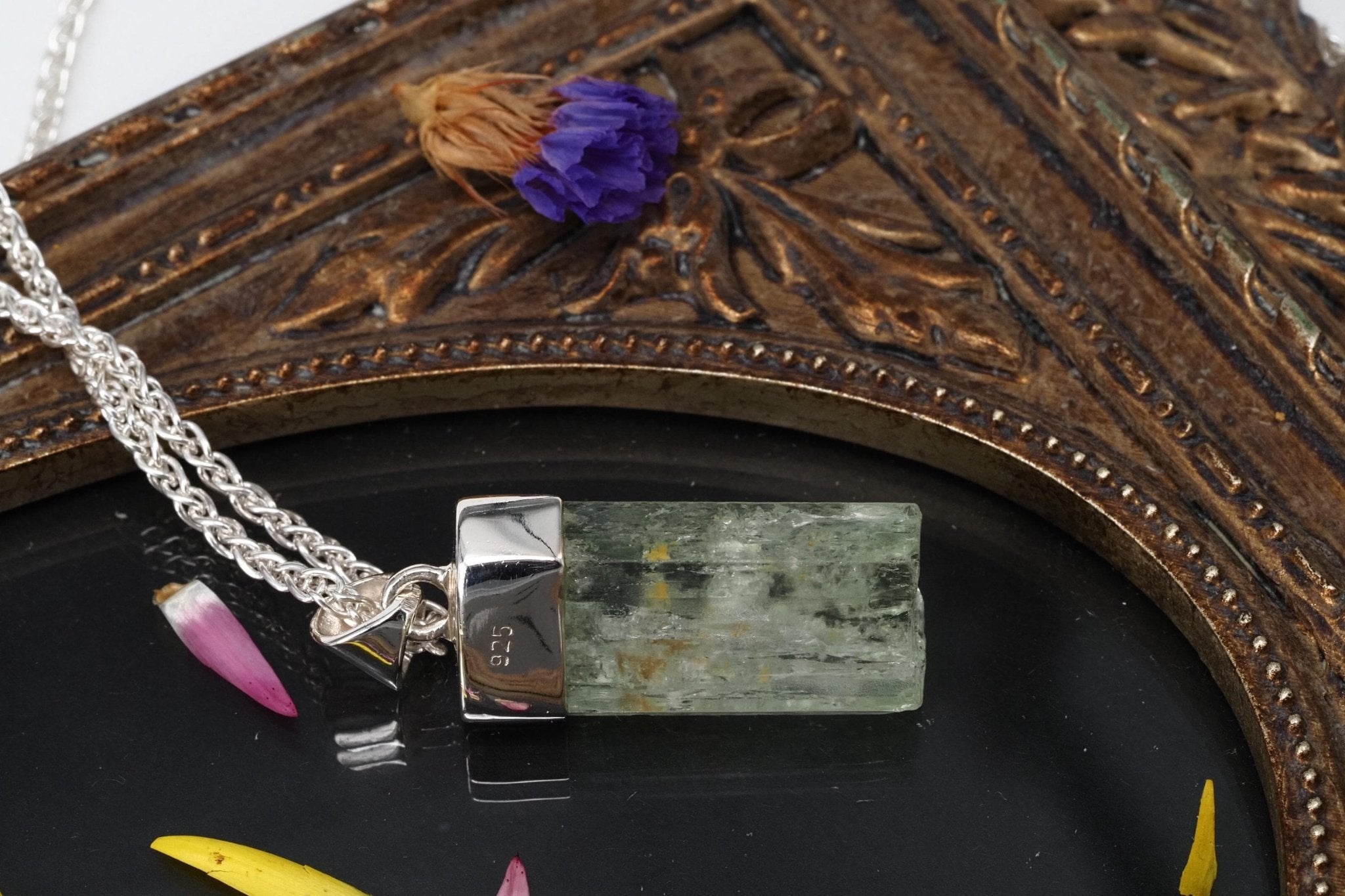 Heliodor Anhänger Silber Brasilien 36mm Länge mit Öse