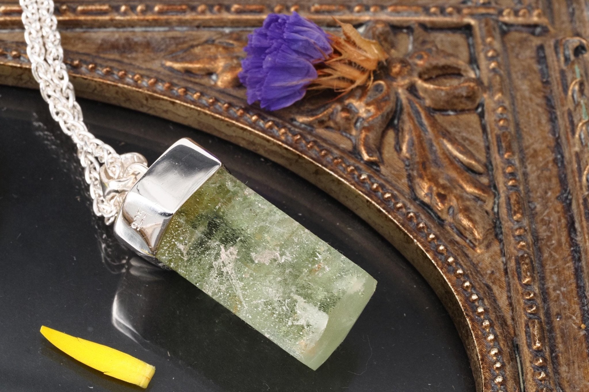 Heliodor Anhänger Silber Brasilien 37mm Länge mit Öse