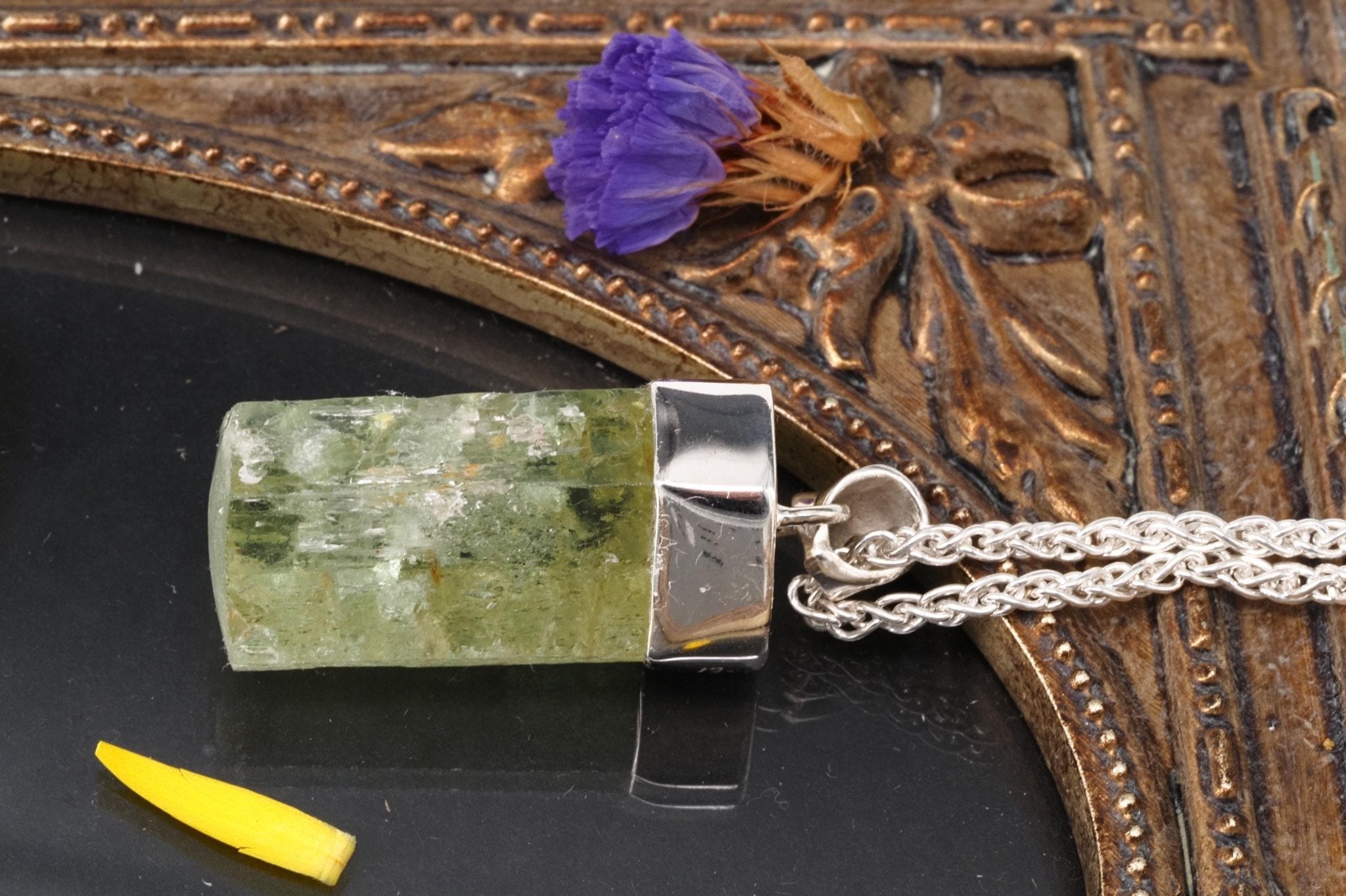 Heliodor Anhänger Silber Brasilien 37mm Länge mit Öse