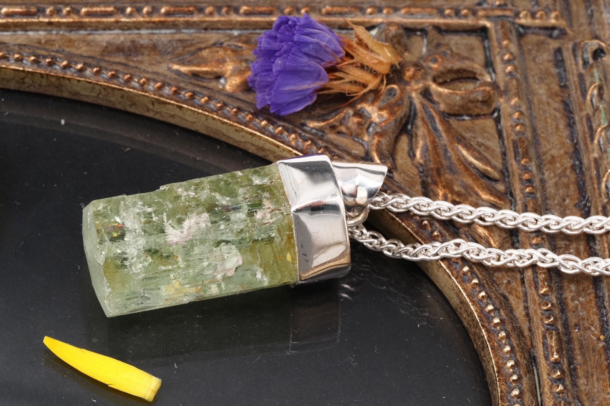 Heliodor Anhänger Silber Brasilien 37mm Länge mit Öse