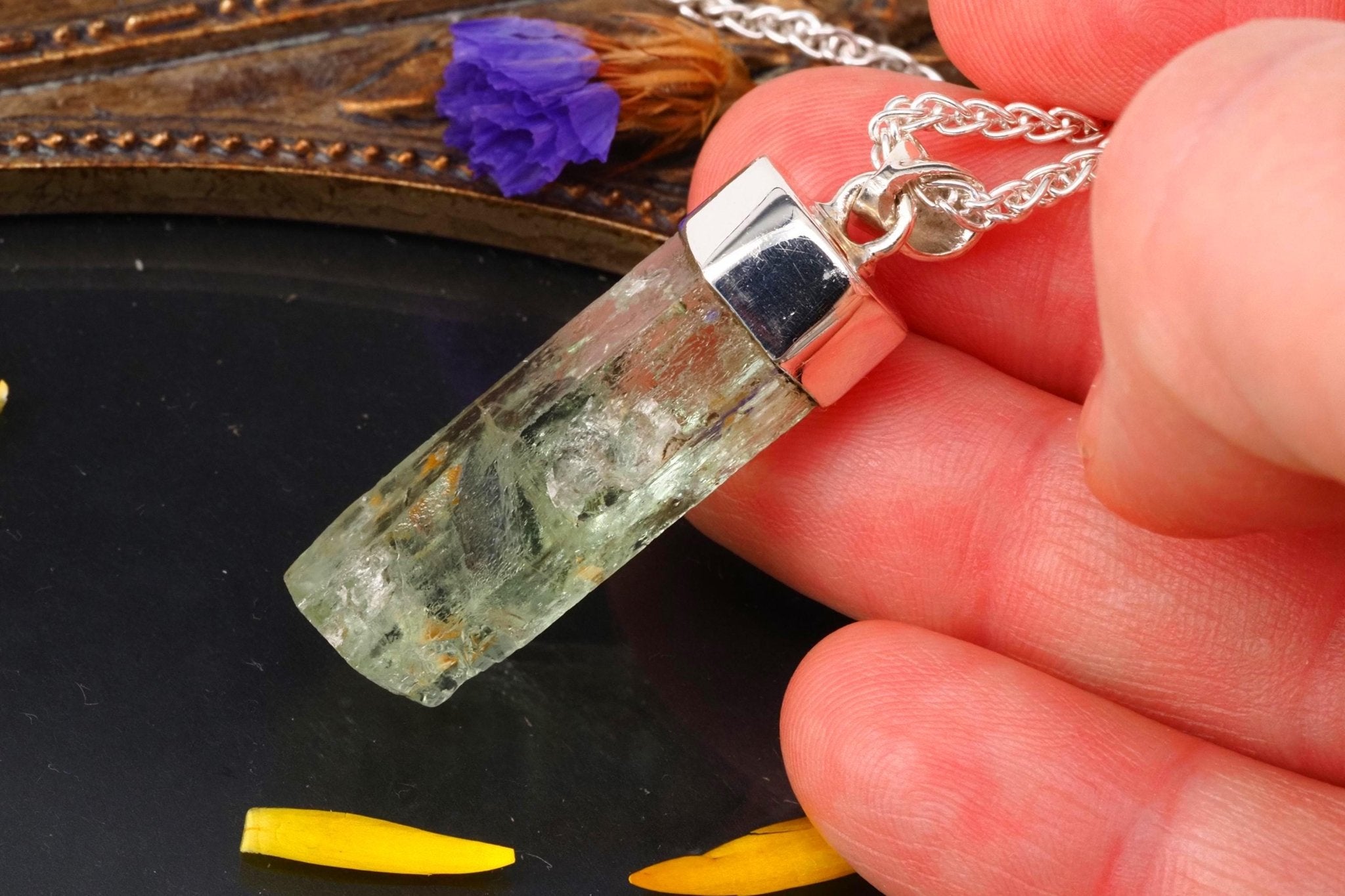 Heliodor Anhänger Silber Brasilien 41mm Länge mit Öse