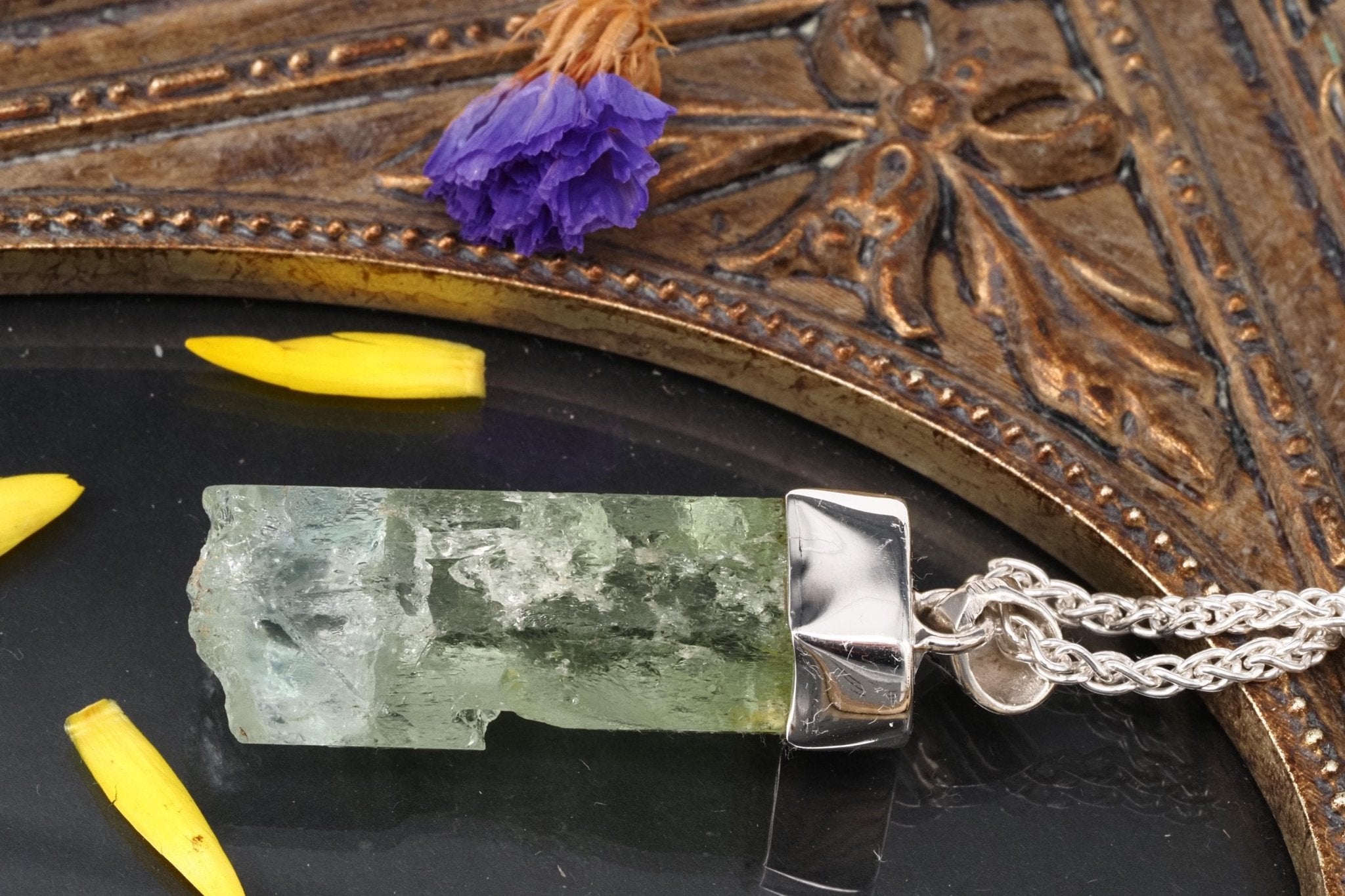 Heliodor Anhänger Silber Brasilien 41mm Länge mit Öse