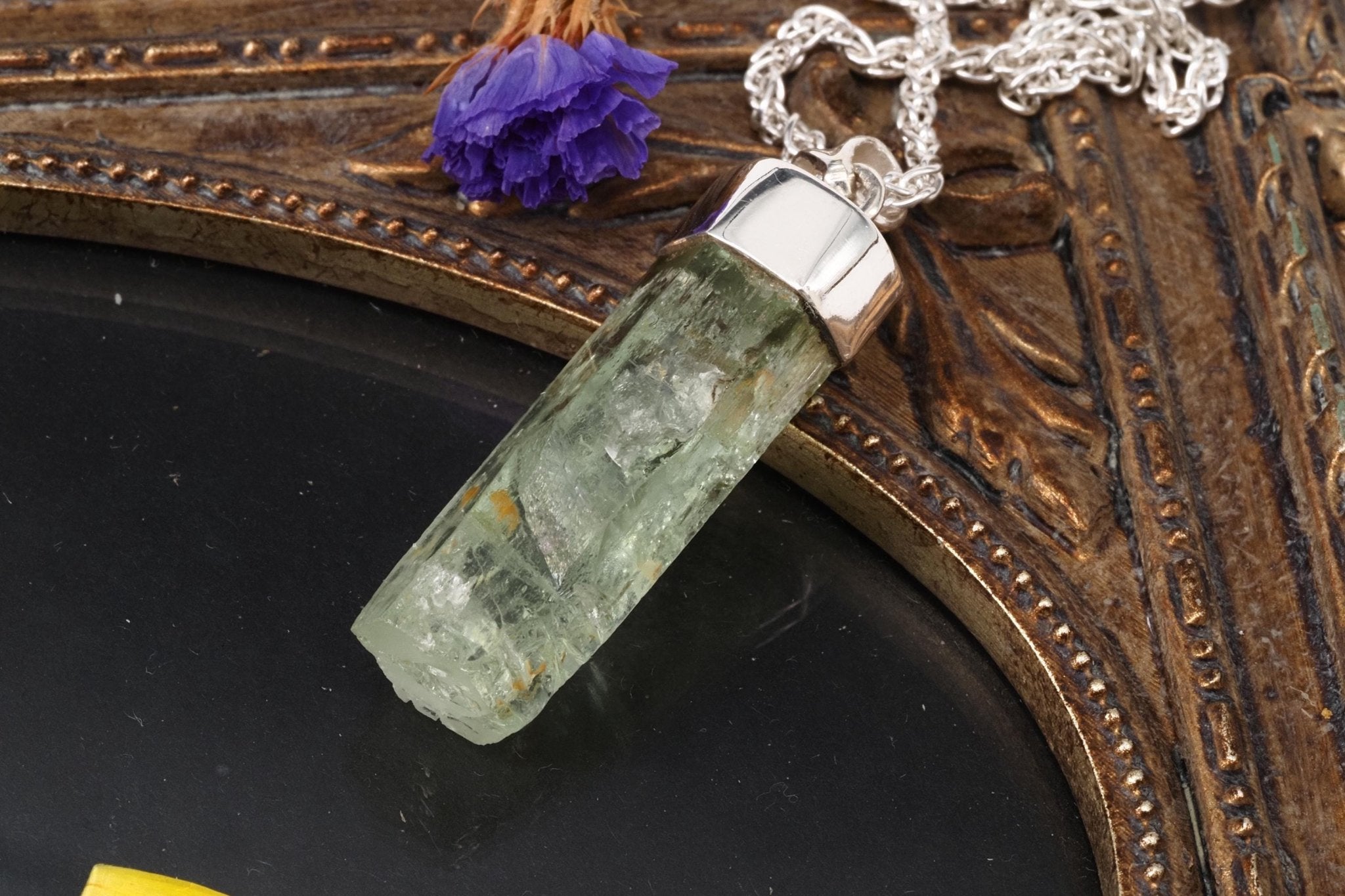 Heliodor Anhänger Silber Brasilien 41mm Länge mit Öse