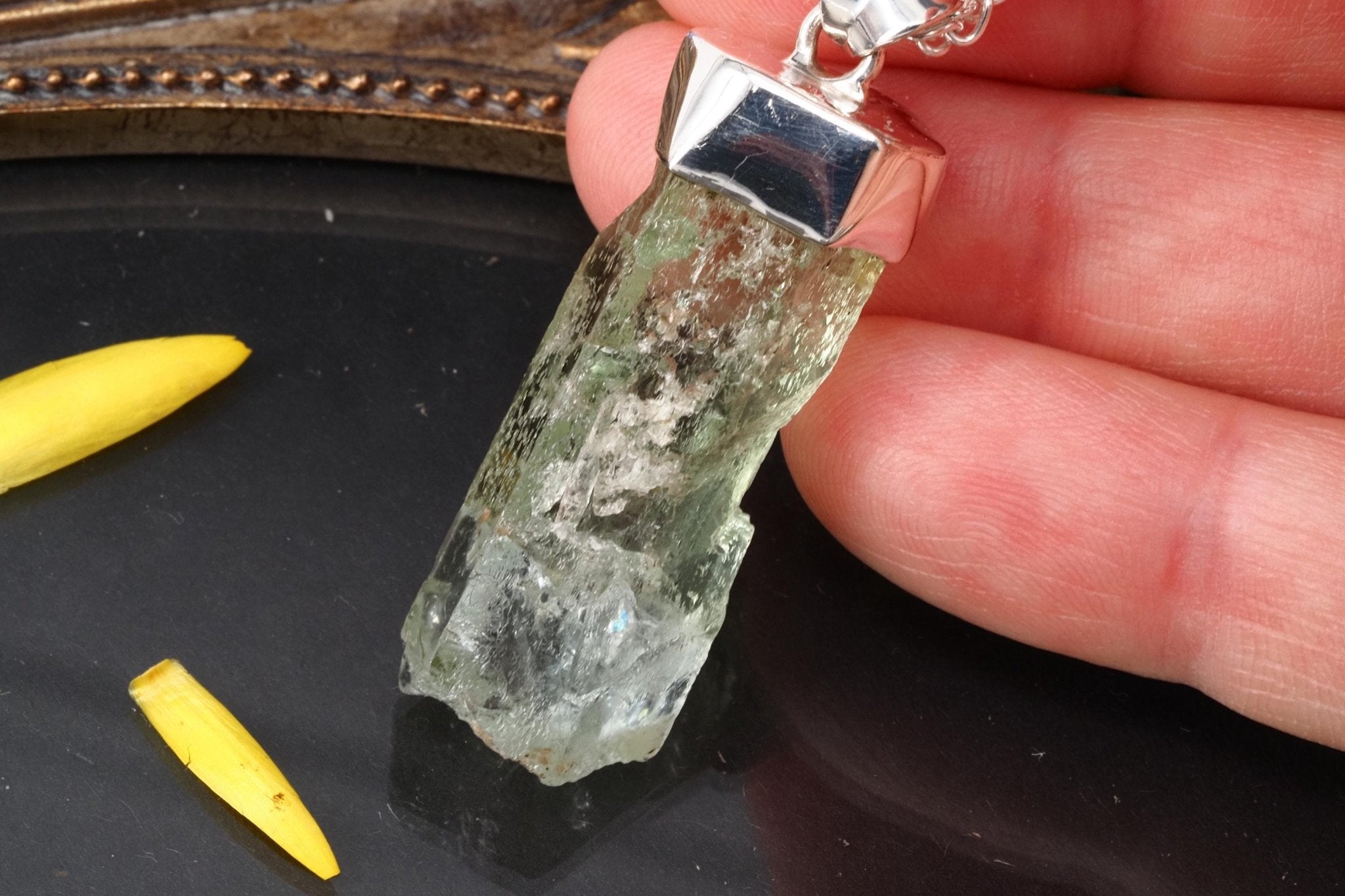 Heliodor Anhänger Silber Brasilien 41mm Länge mit Öse