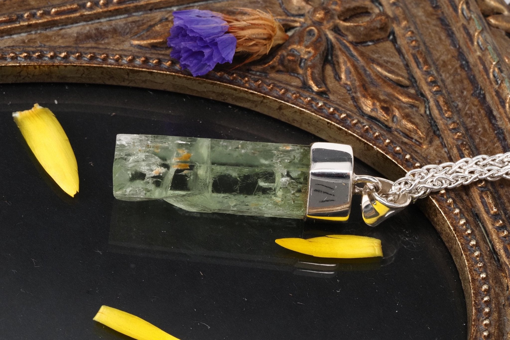 Heliodor Anhänger Silber Brasilien 41mm Länge mit Öse