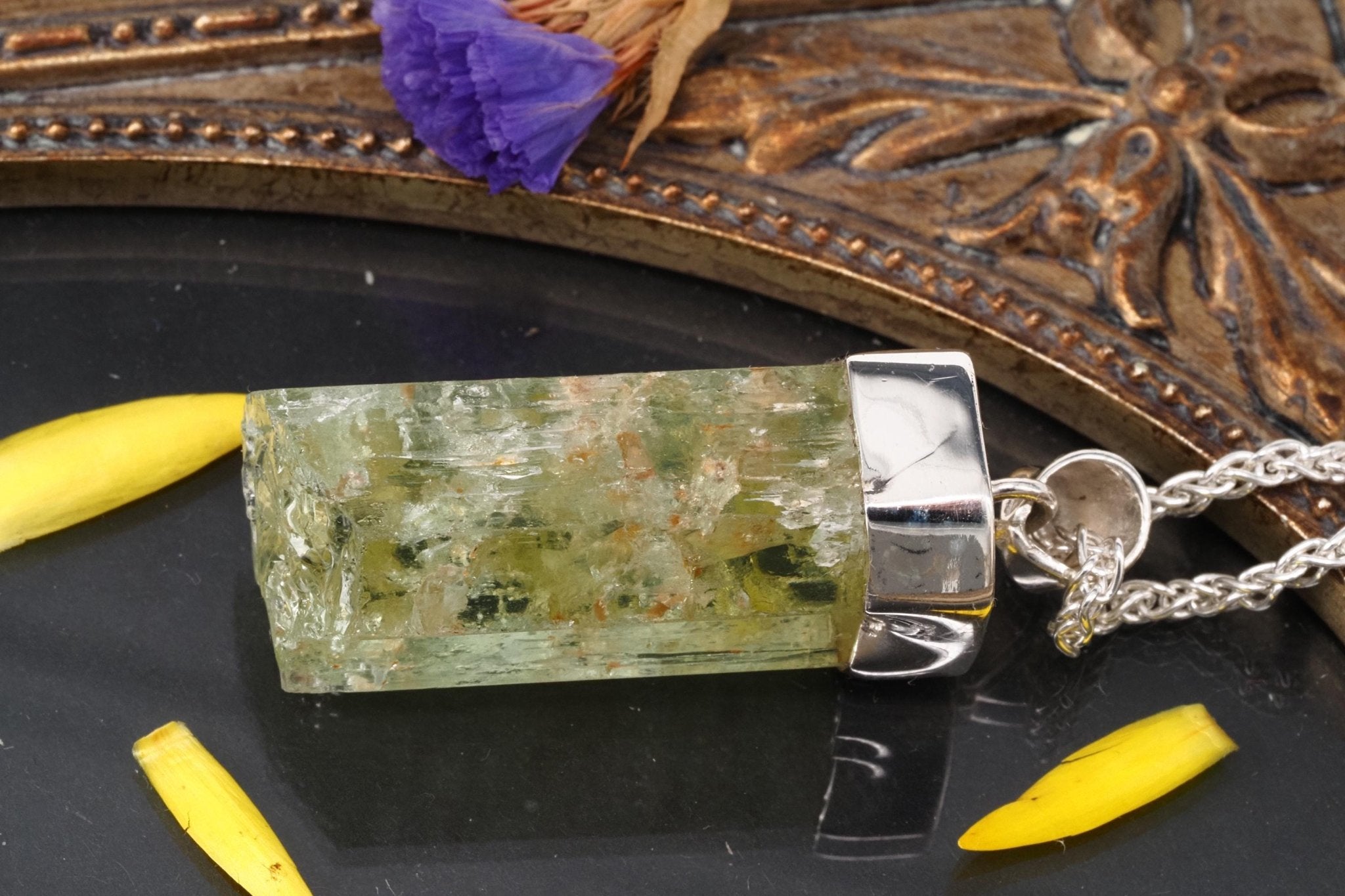 Heliodor Anhänger Silber Brasilien 43mm Länge mit Öse