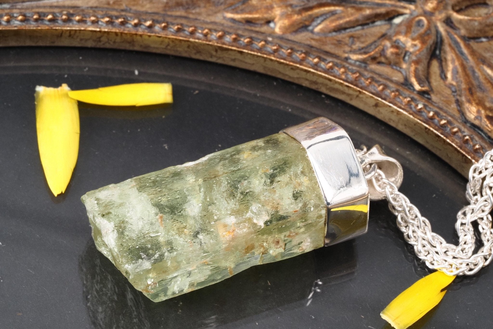 Heliodor Anhänger Silber Brasilien 43mm Länge mit Öse