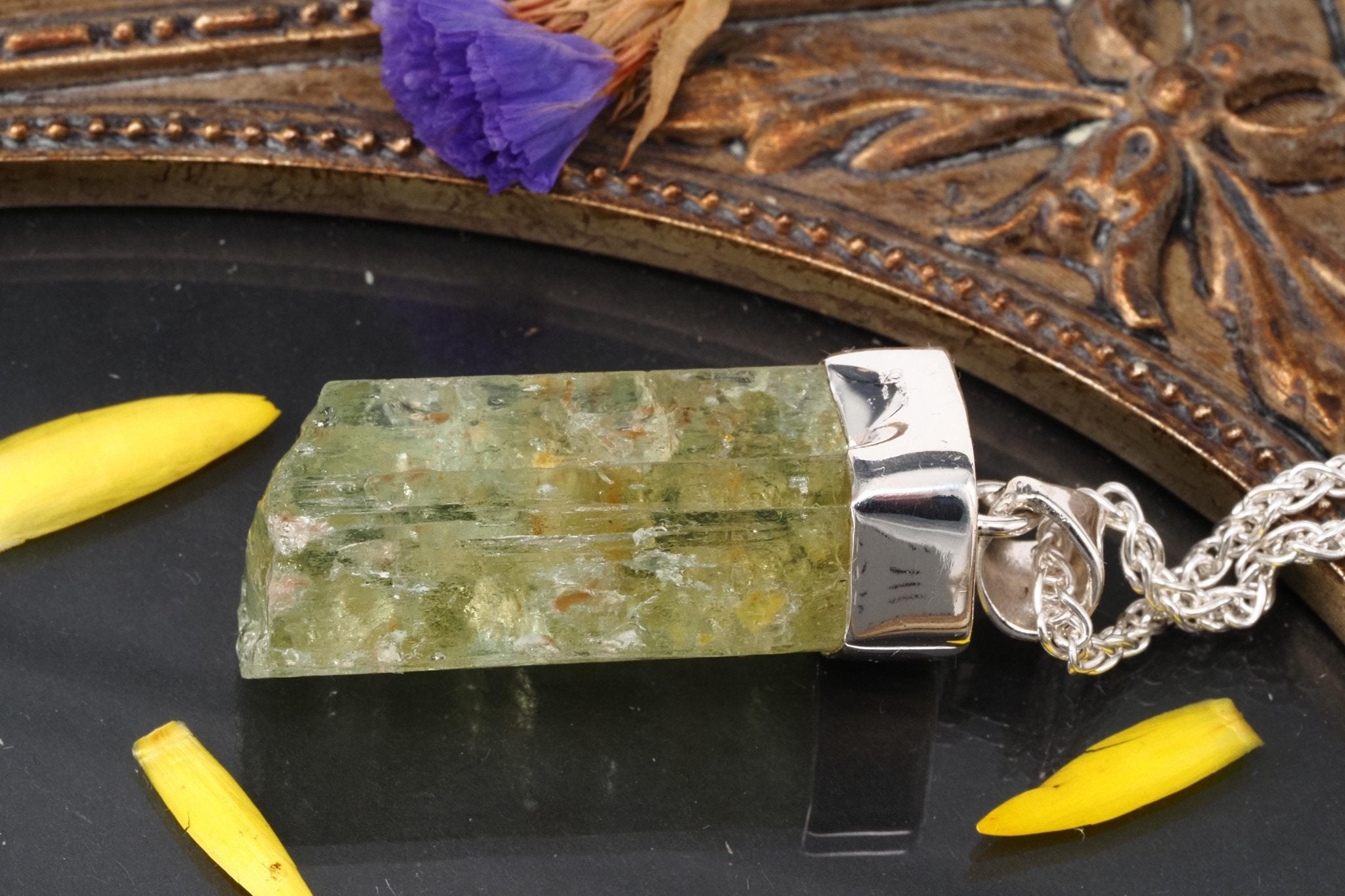 Heliodor Anhänger Silber Brasilien 43mm Länge mit Öse