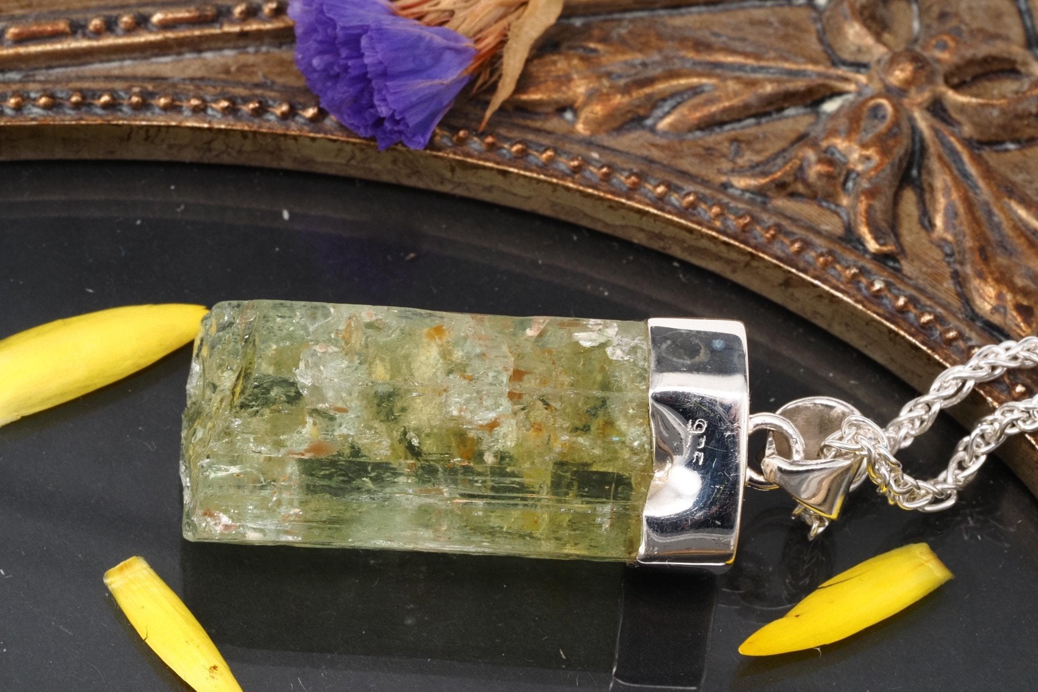 Heliodor Anhänger Silber Brasilien 43mm Länge mit Öse