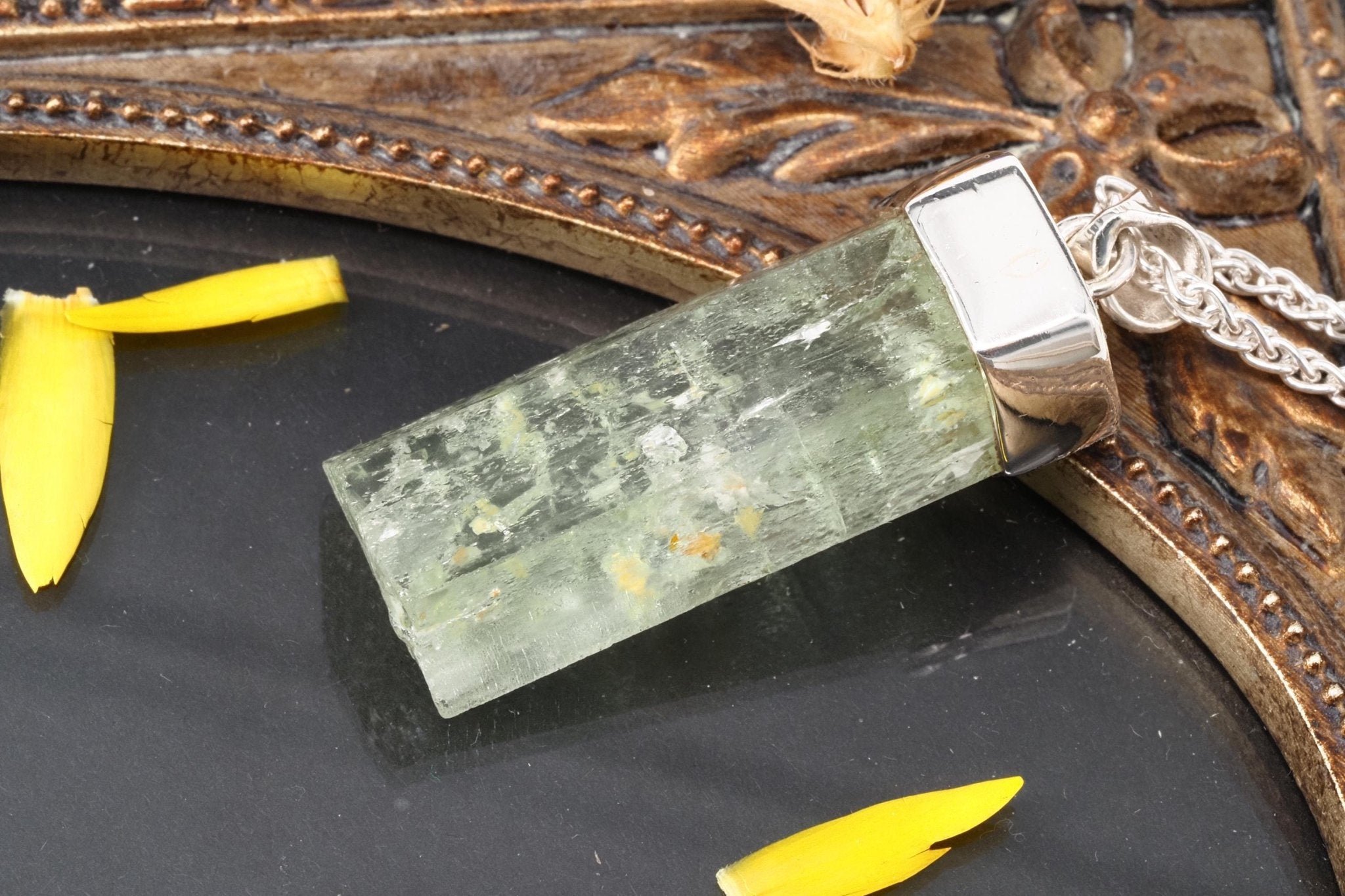 Heliodor Anhänger Silber Brasilien 44mm Länge mit Öse