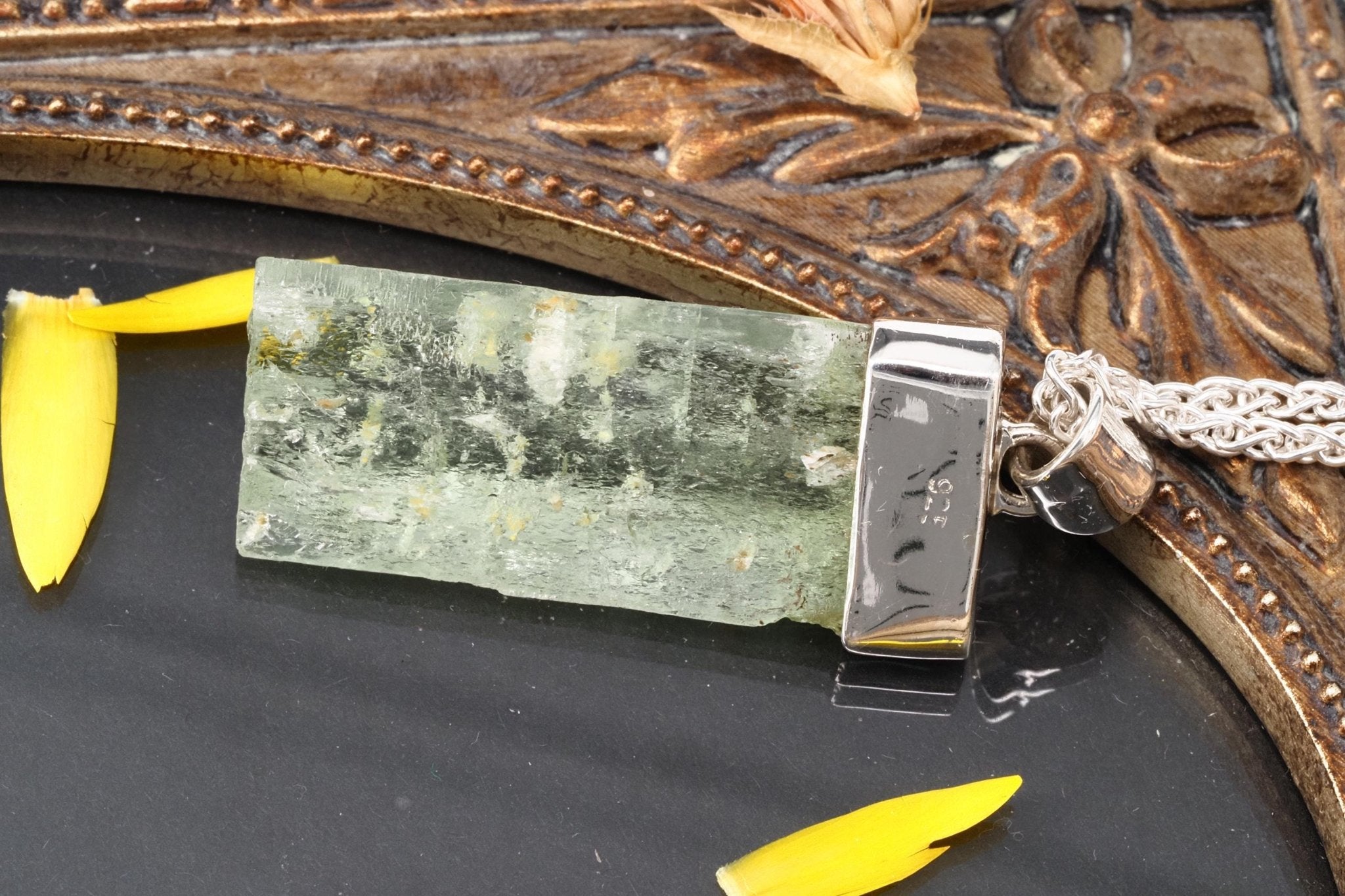 Heliodor Anhänger Silber Brasilien 44mm Länge mit Öse