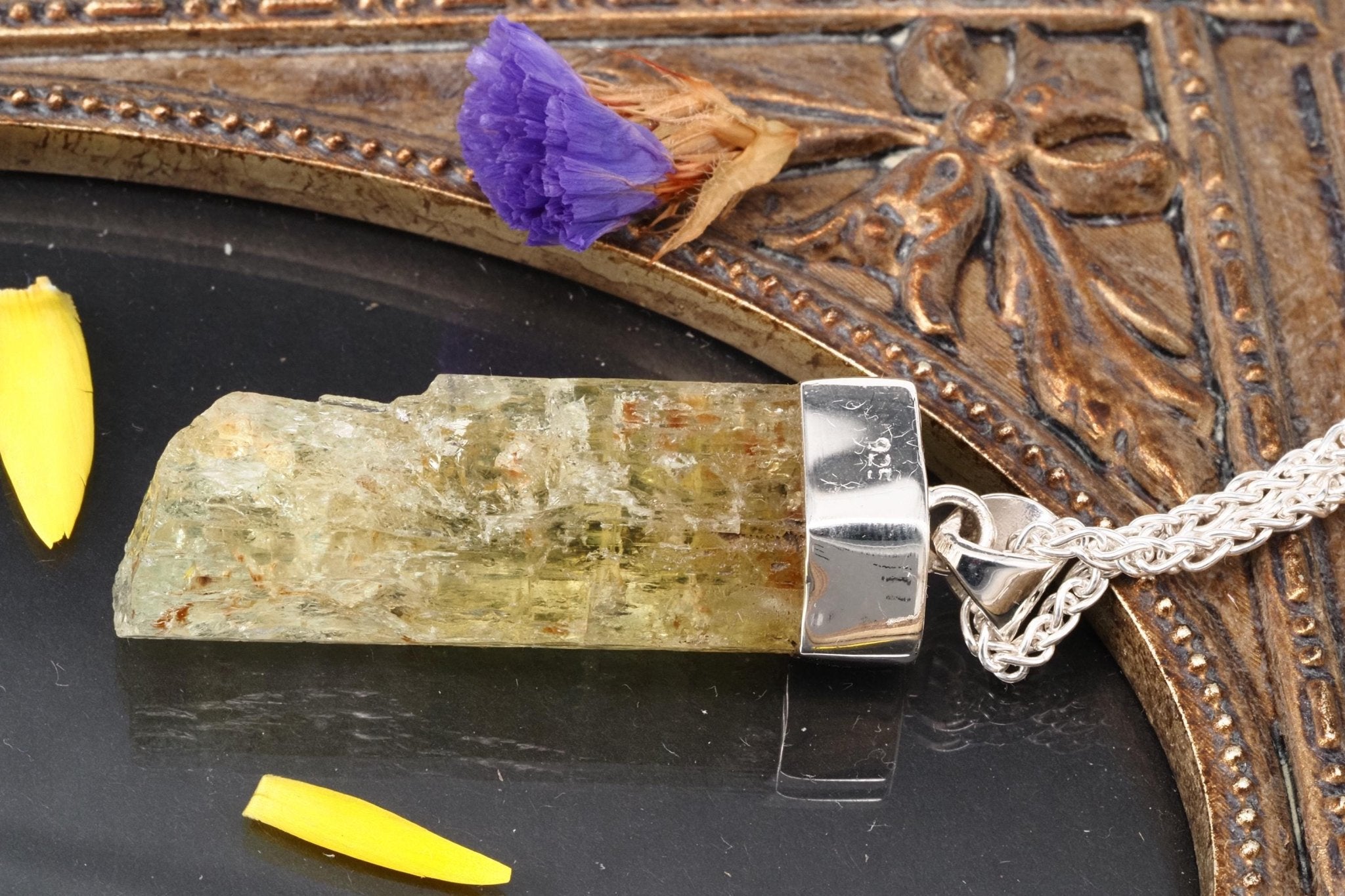 Heliodor Anhänger Silber Brasilien 50mm Länge mit Öse