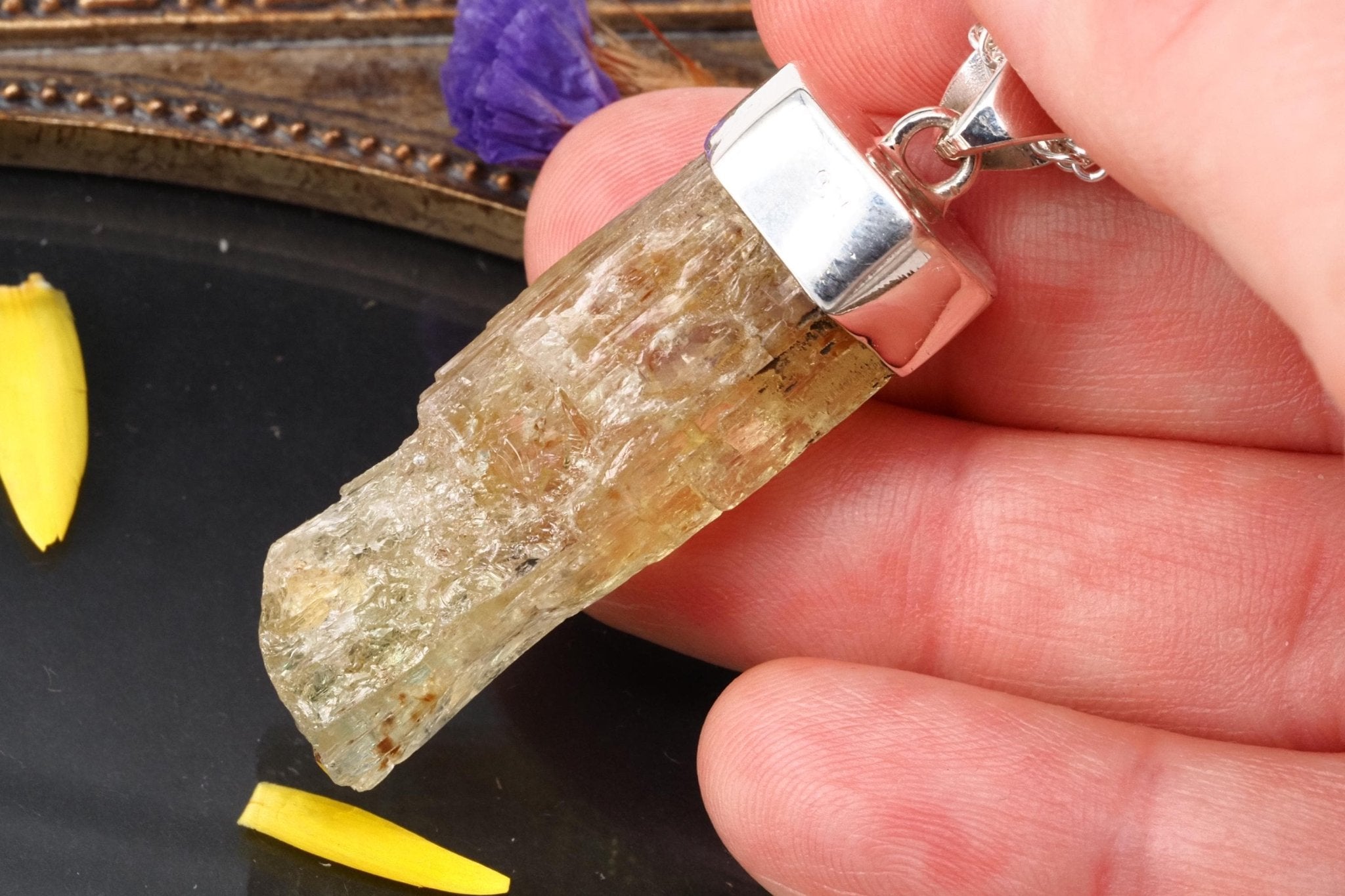 Heliodor Anhänger Silber Brasilien 50mm Länge mit Öse