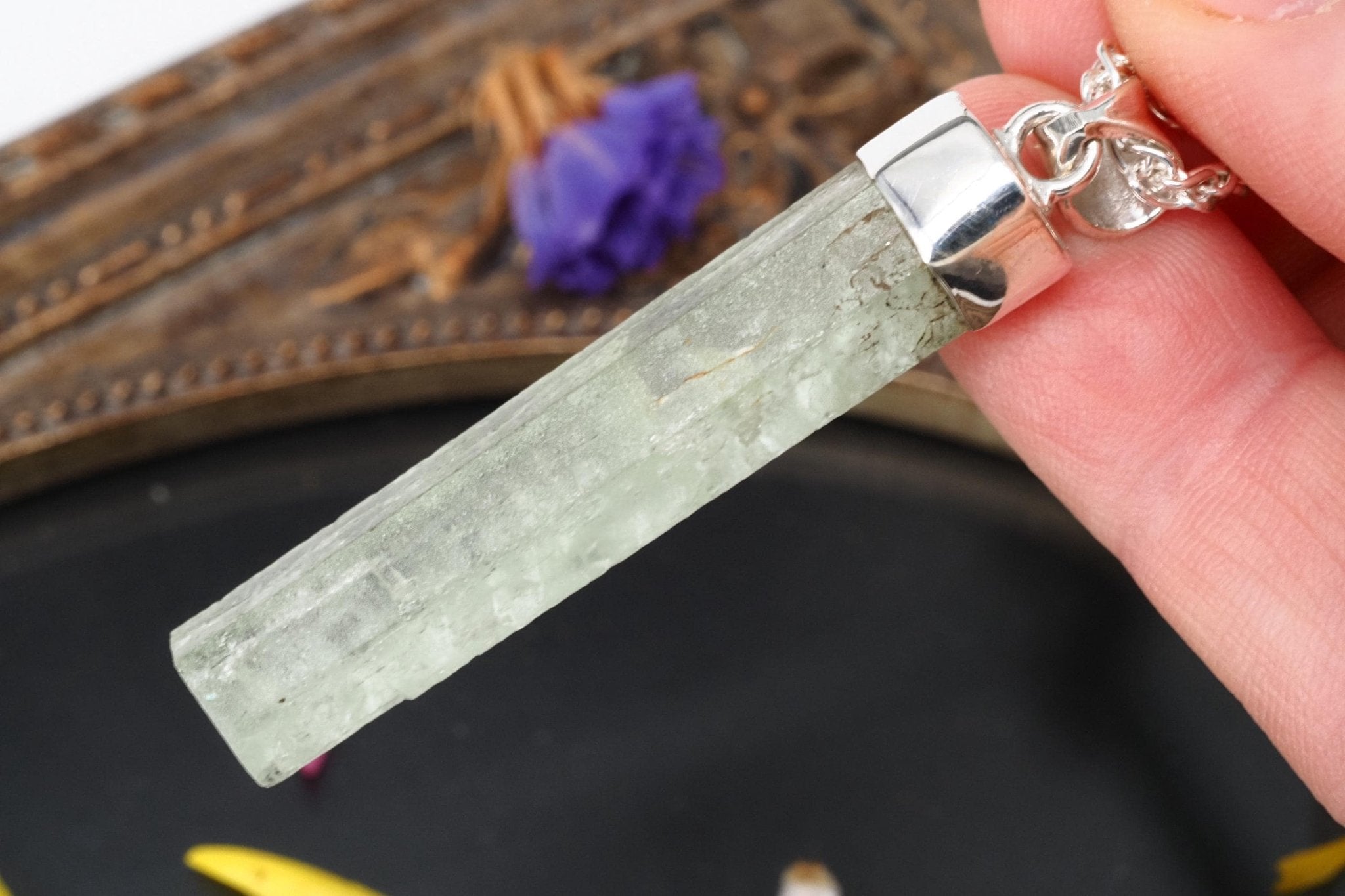 Heliodor Anhänger Silber Brasilien 53mm Länge mit Öse