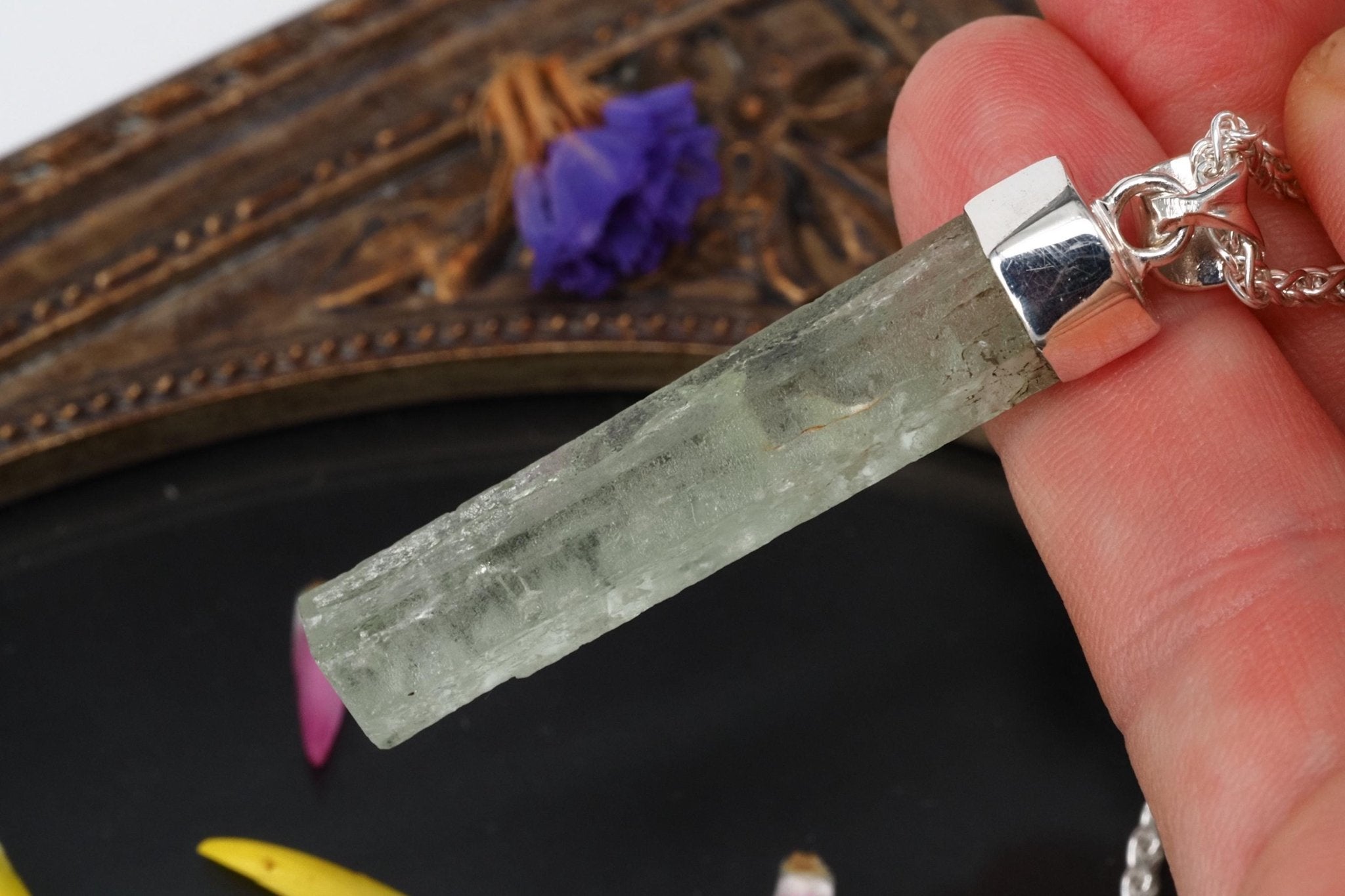 Heliodor Anhänger Silber Brasilien 53mm Länge mit Öse