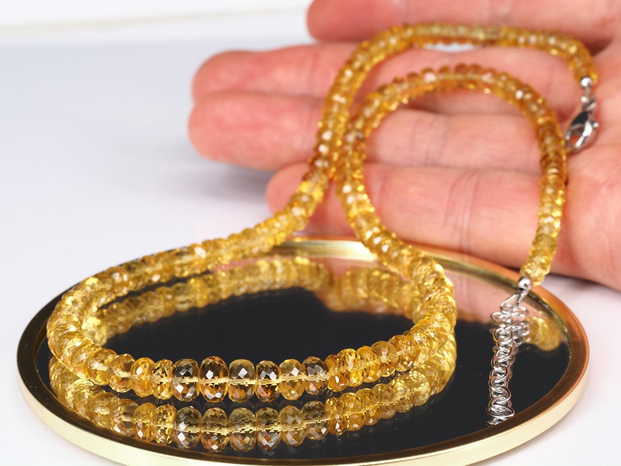 Heliodor Kette 100% Gold Beryll Edelsteinkette in bester Qualität