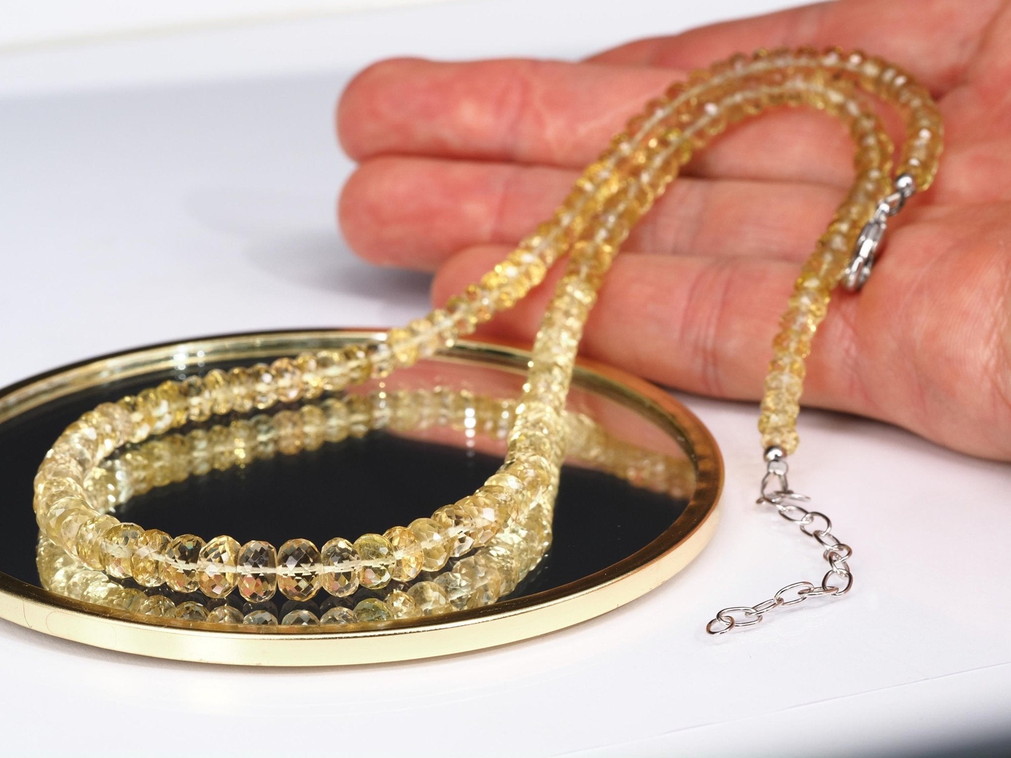 Heliodor Kette facettiert – Goldberyll Halskette mit 925 Silber