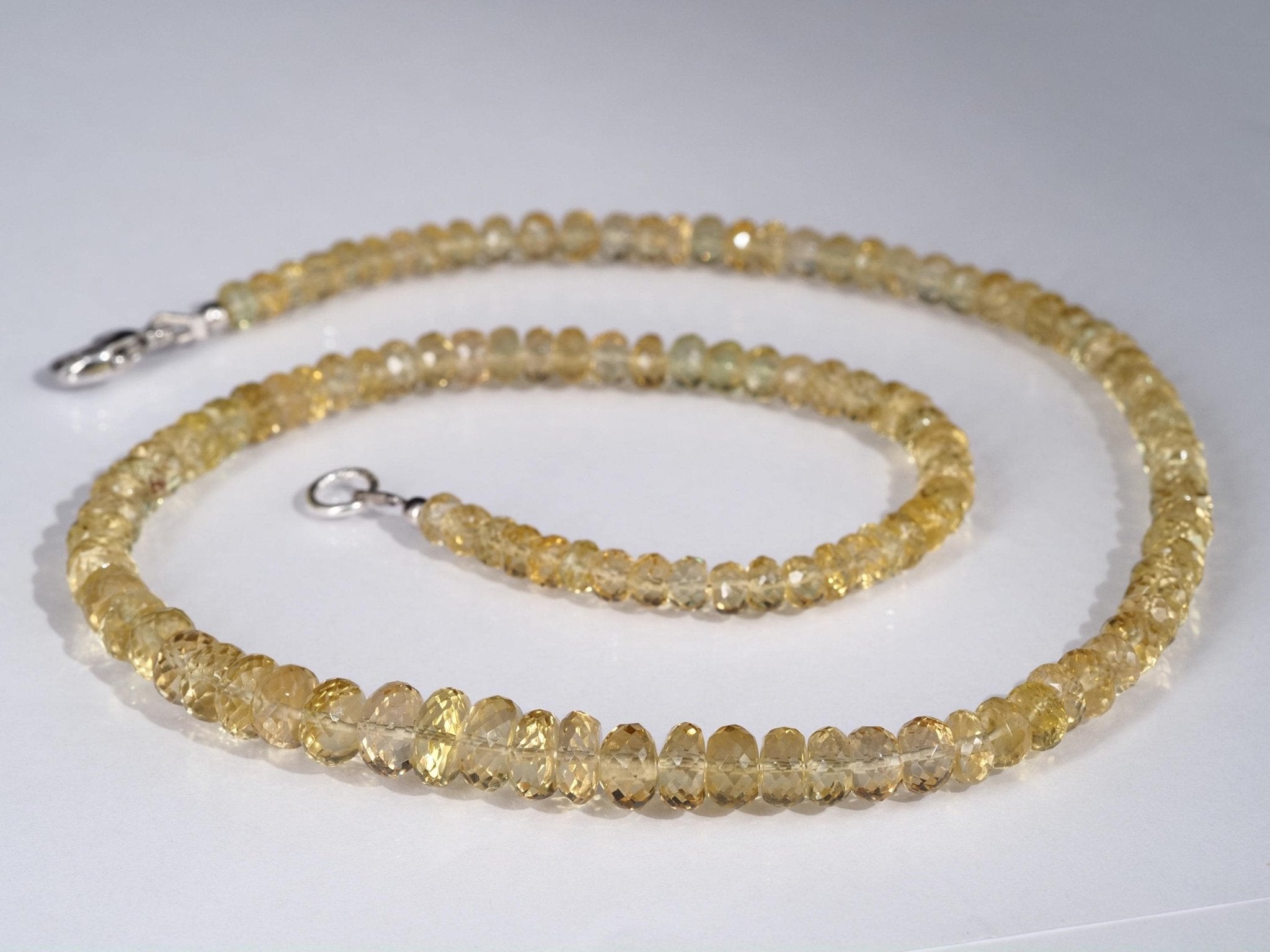 Heliodor Kette facettiert – hellgelber Goldberyll mit edlem Silberverschluss