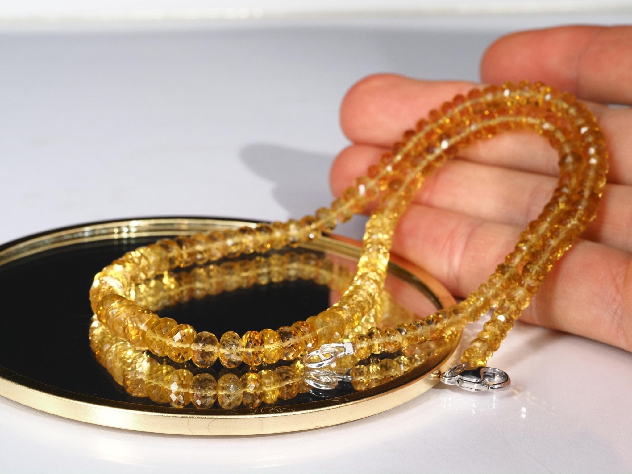 Heliodor Kette facettiert – natürlicher Goldberyll in Top Qualität