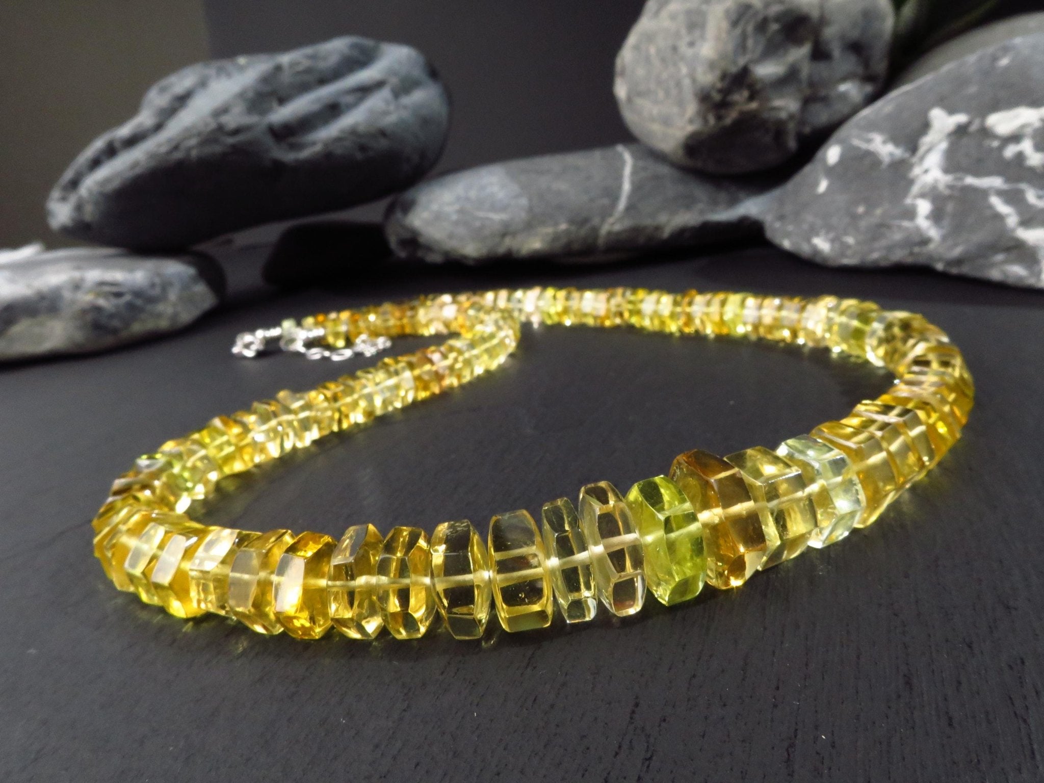 Heliodor Kette gelb 50cm AAA Beryll Edelsteinkette