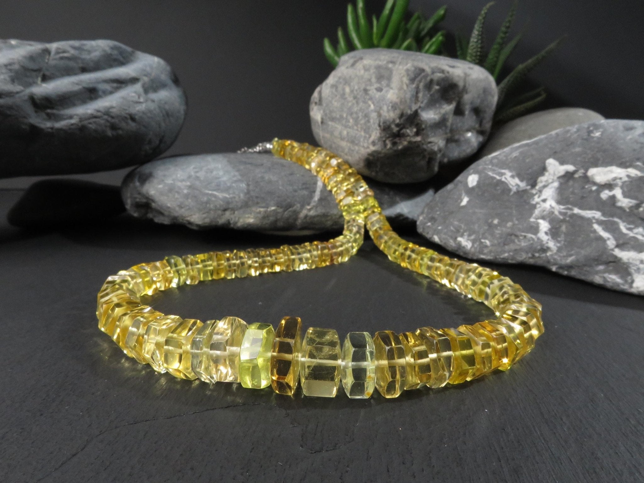 Heliodor Kette gelb 50cm AAA Beryll Edelsteinkette
