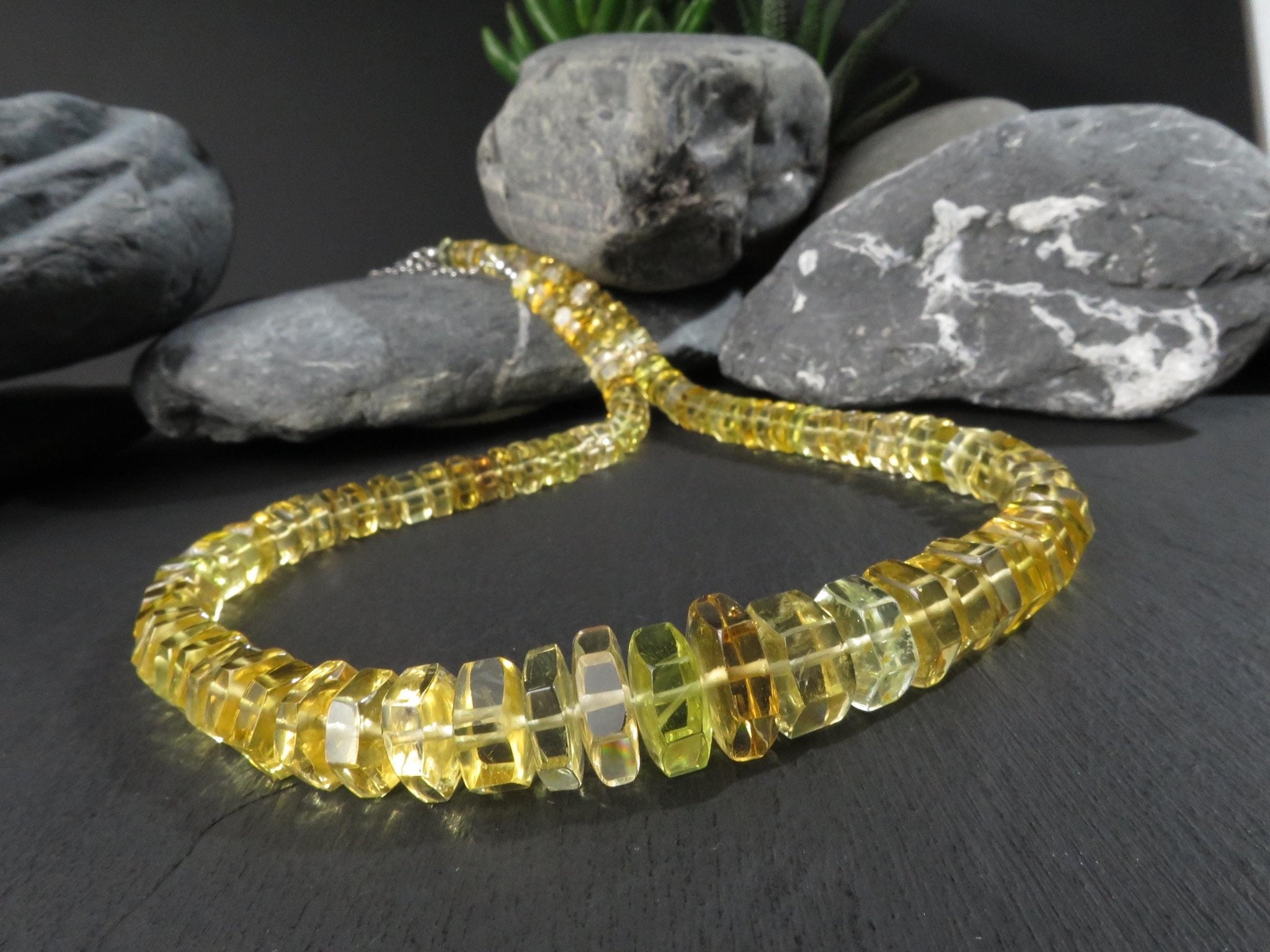 Heliodor Kette gelb 50cm AAA Beryll Edelsteinkette
