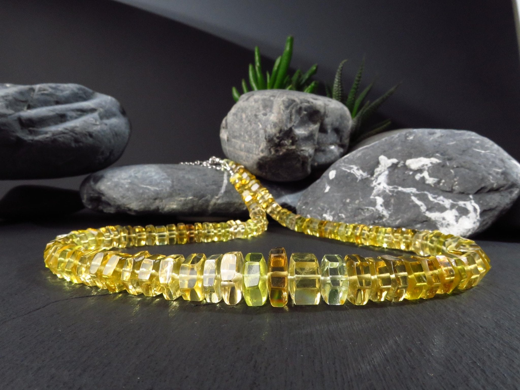 Heliodor Kette gelb 50cm AAA Beryll Edelsteinkette