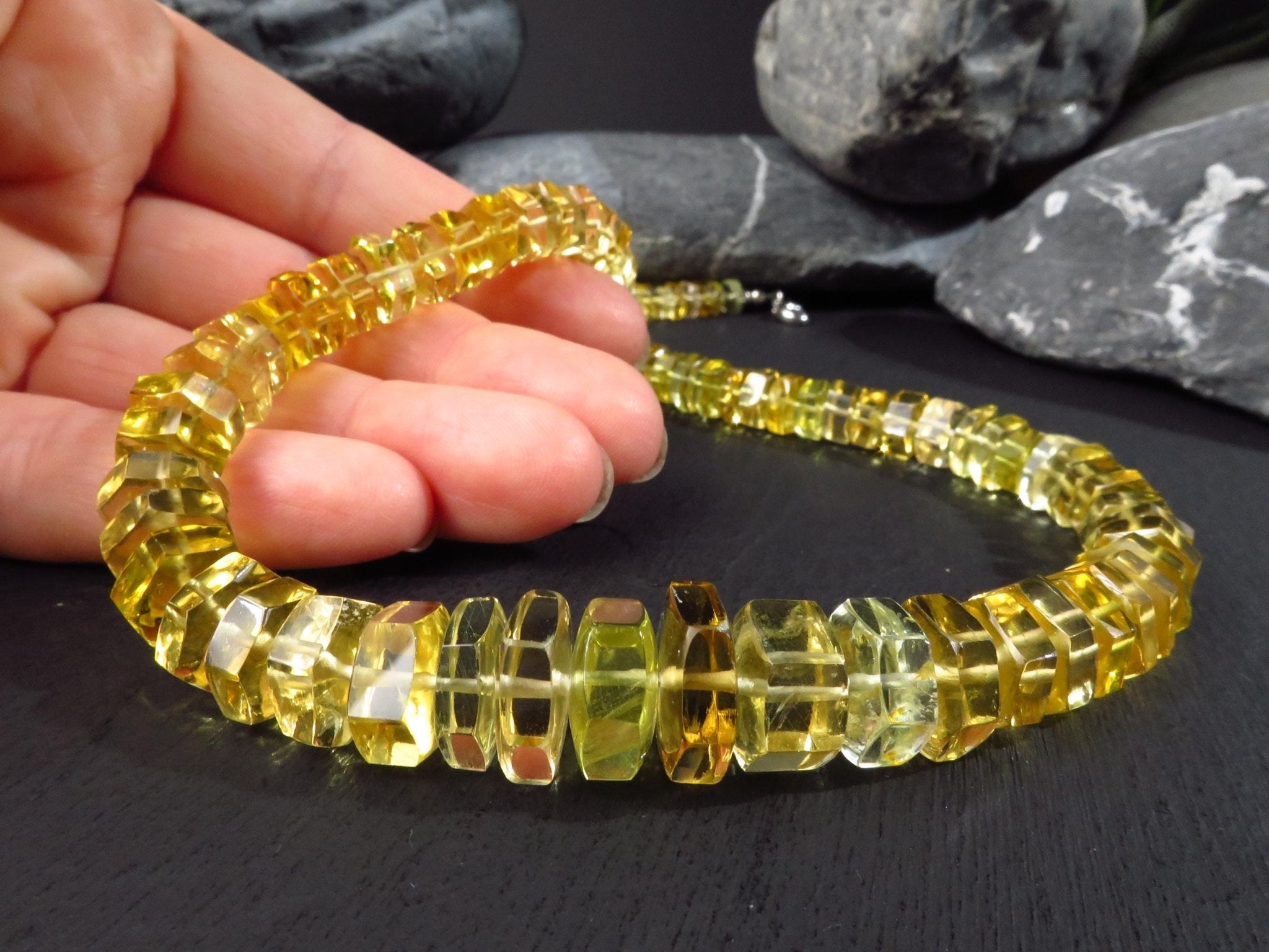 Heliodor Kette gelb 50cm AAA Beryll Edelsteinkette