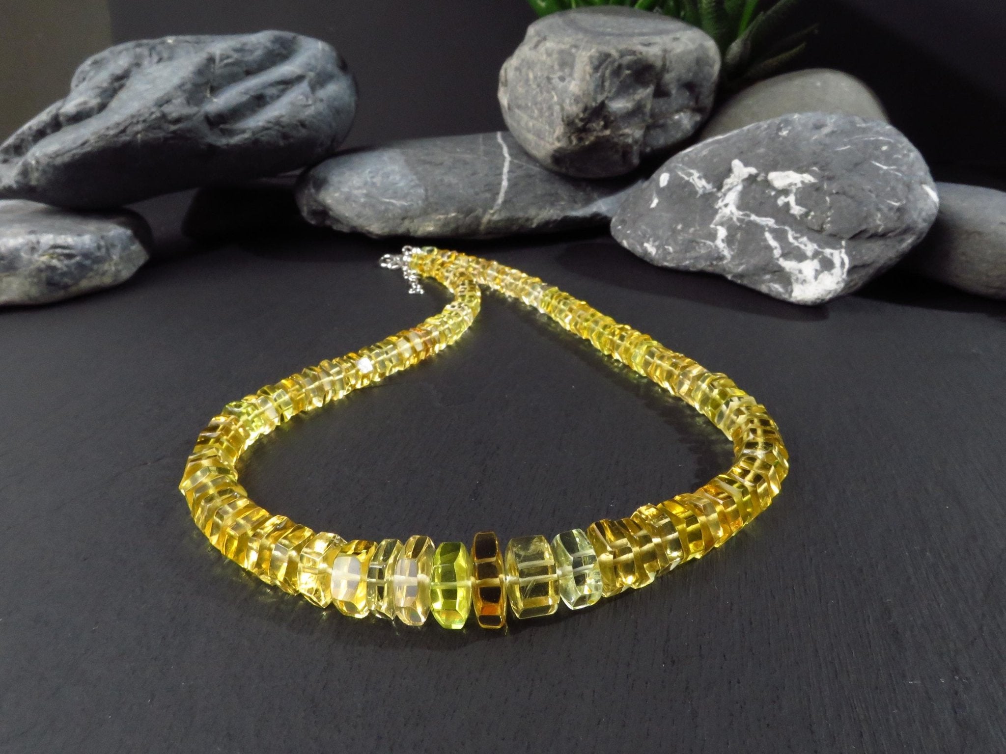 Heliodor Kette gelb 50cm AAA Beryll Edelsteinkette