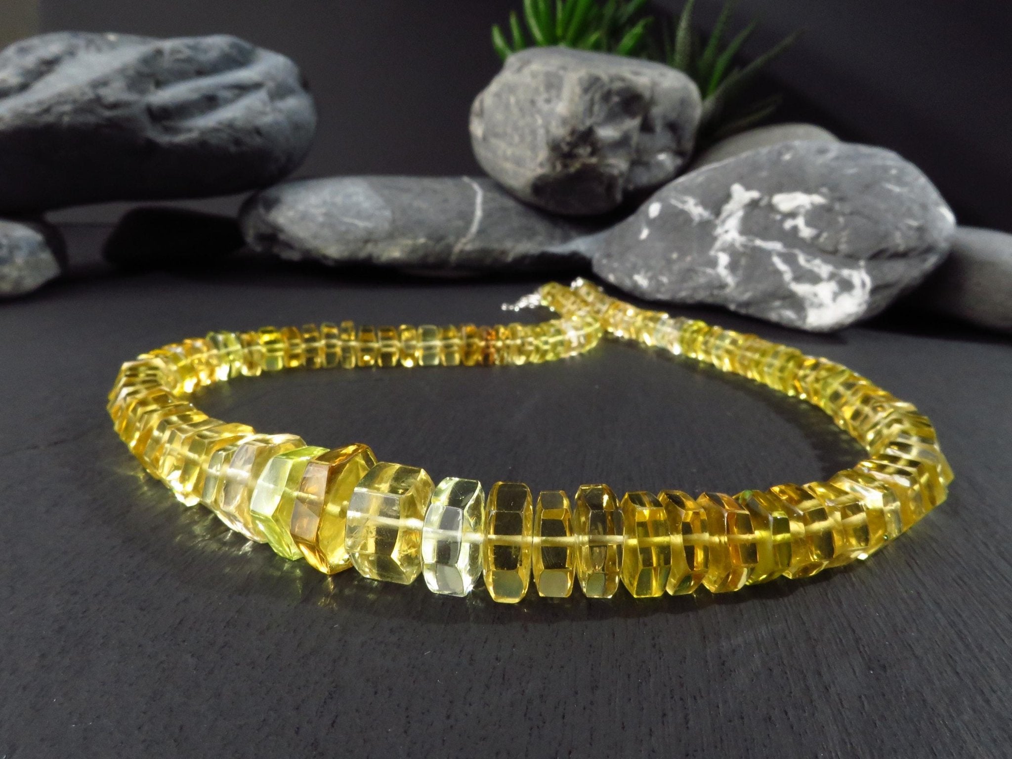 Heliodor Kette gelb 50cm AAA Beryll Edelsteinkette