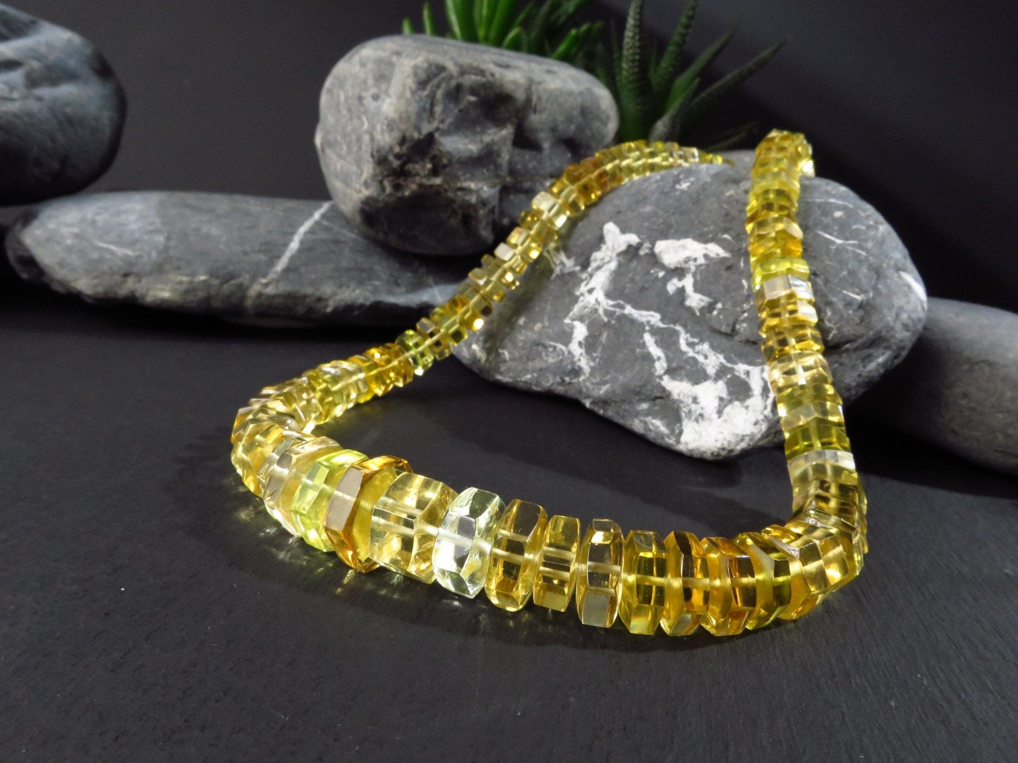 Heliodor Kette gelb 50cm AAA Beryll Edelsteinkette