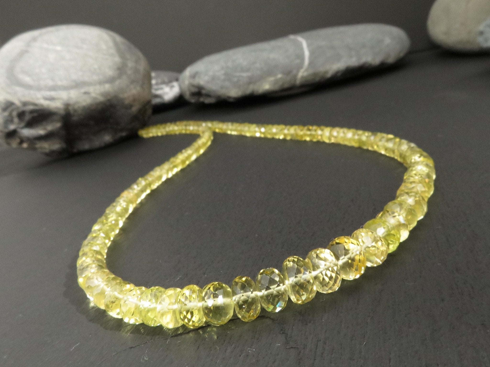 Heliodor Kette Goldberyll 108ct gelb Edelsteinkette