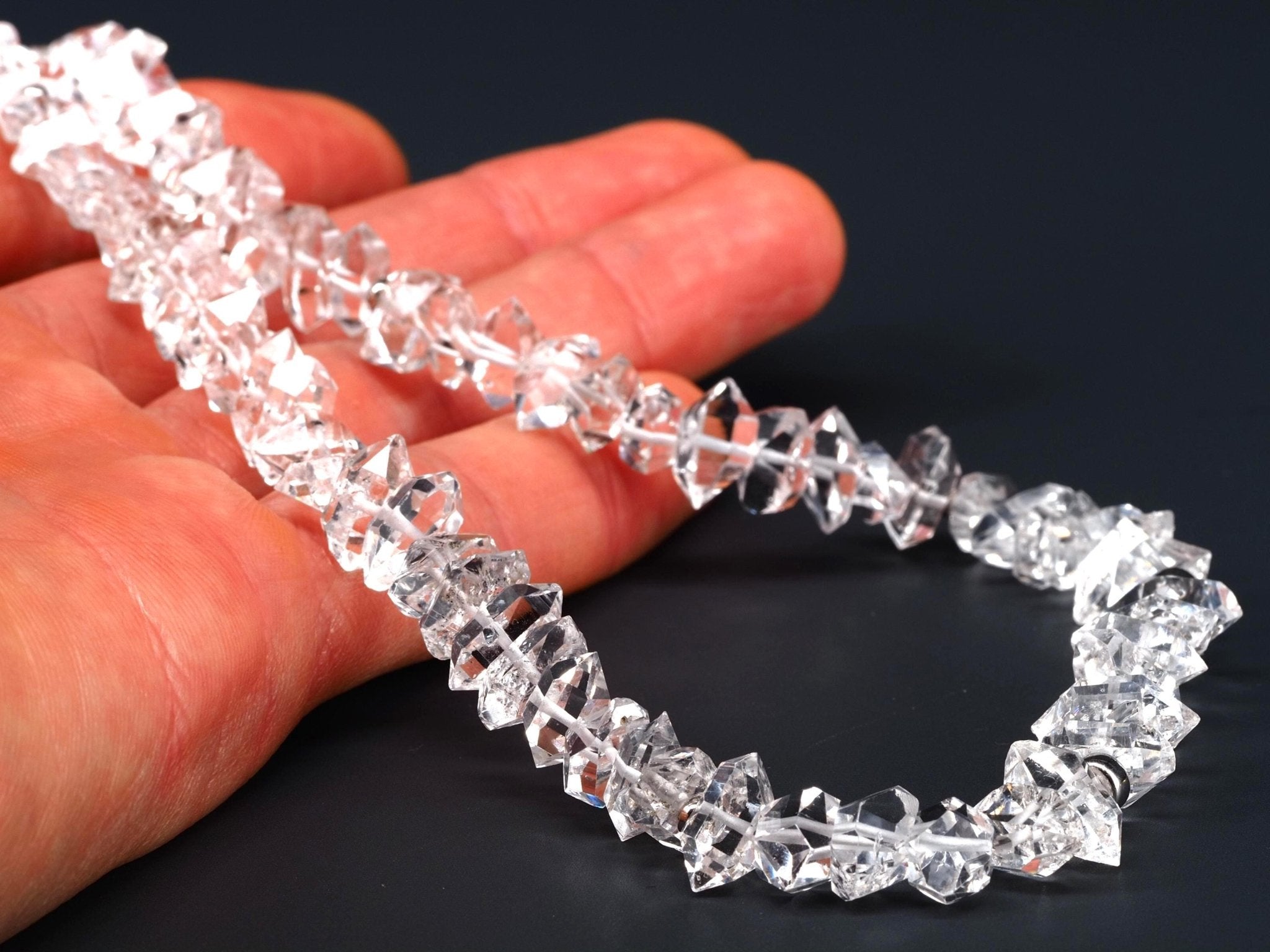 Herkimer Diamant Halskette – kristallklare Doppelender Quarz Kristalle mit Silber